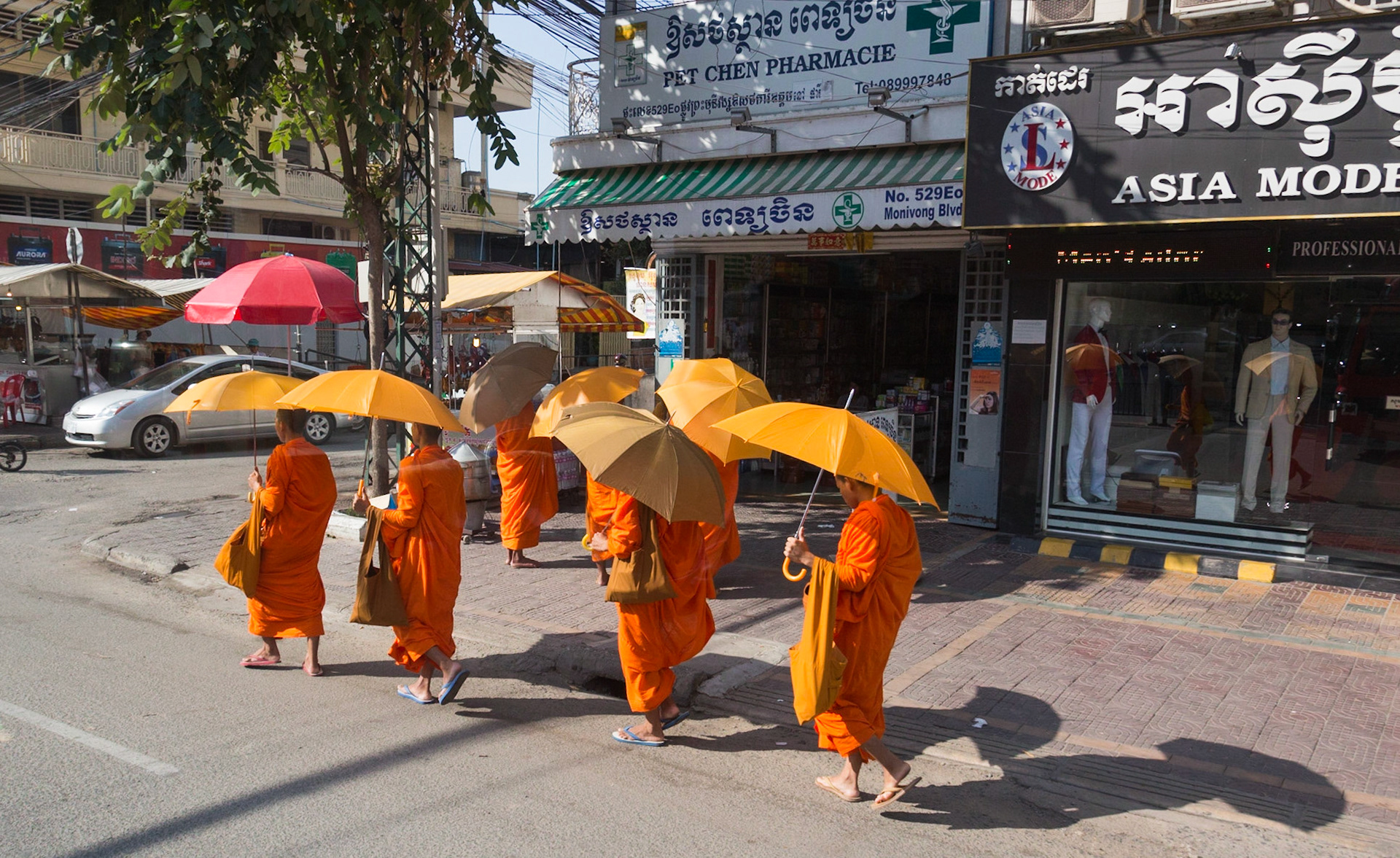 Monks on the move, Cambodia