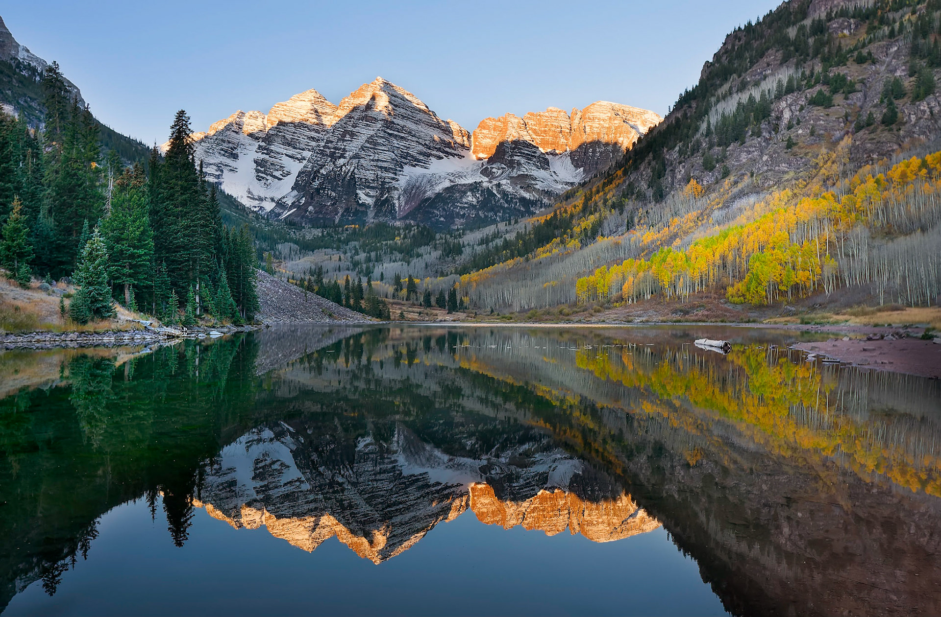 Maroon Bells at sunrise, Colorado