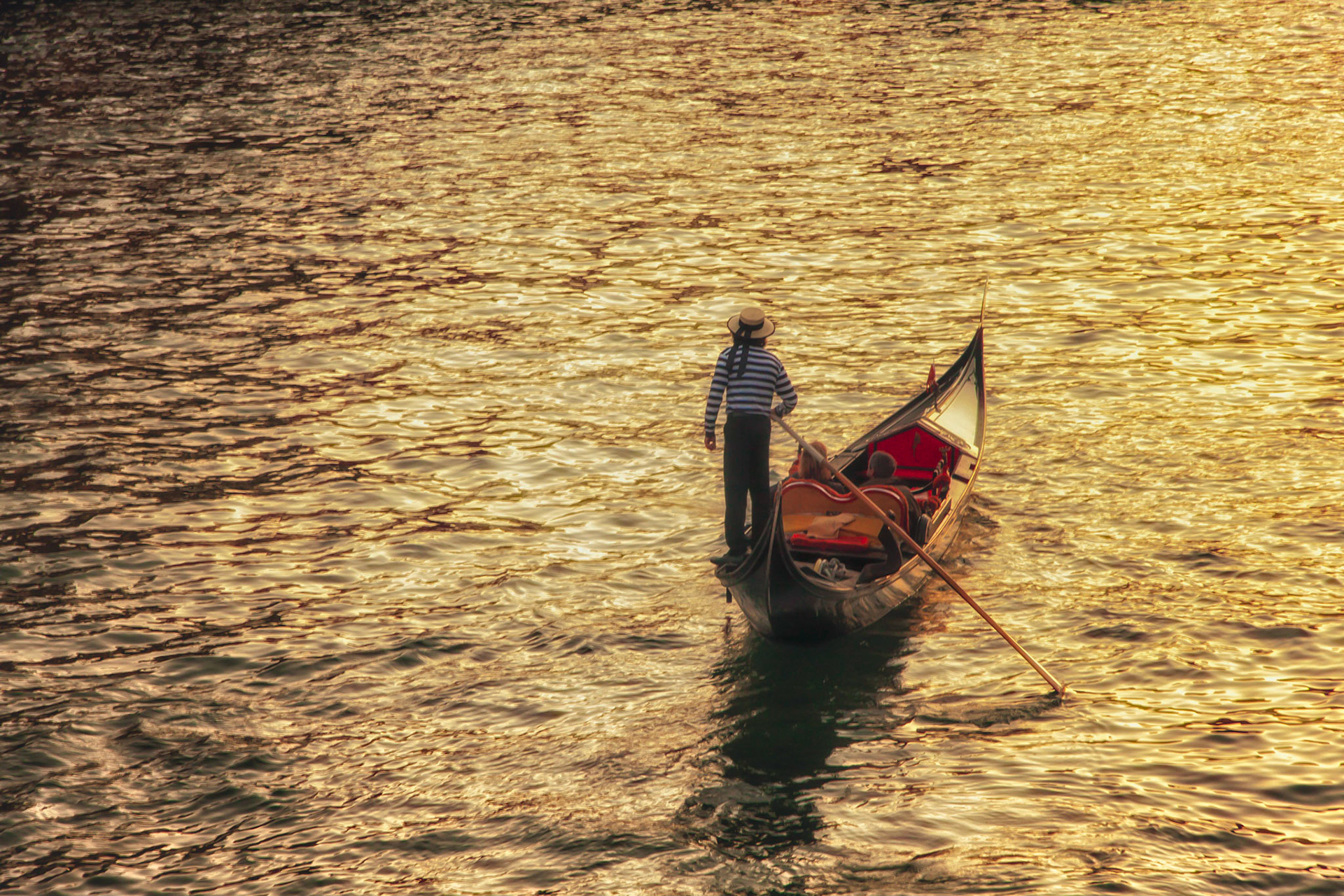 Gondolier at sunset