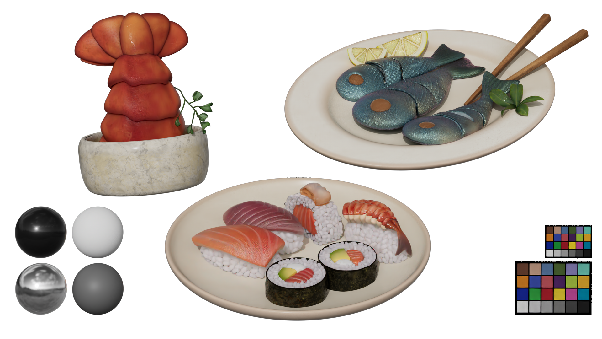Food Shaded Render; Look Dev Rig