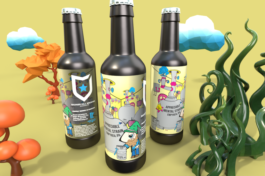 Bottle mock up of AMS label