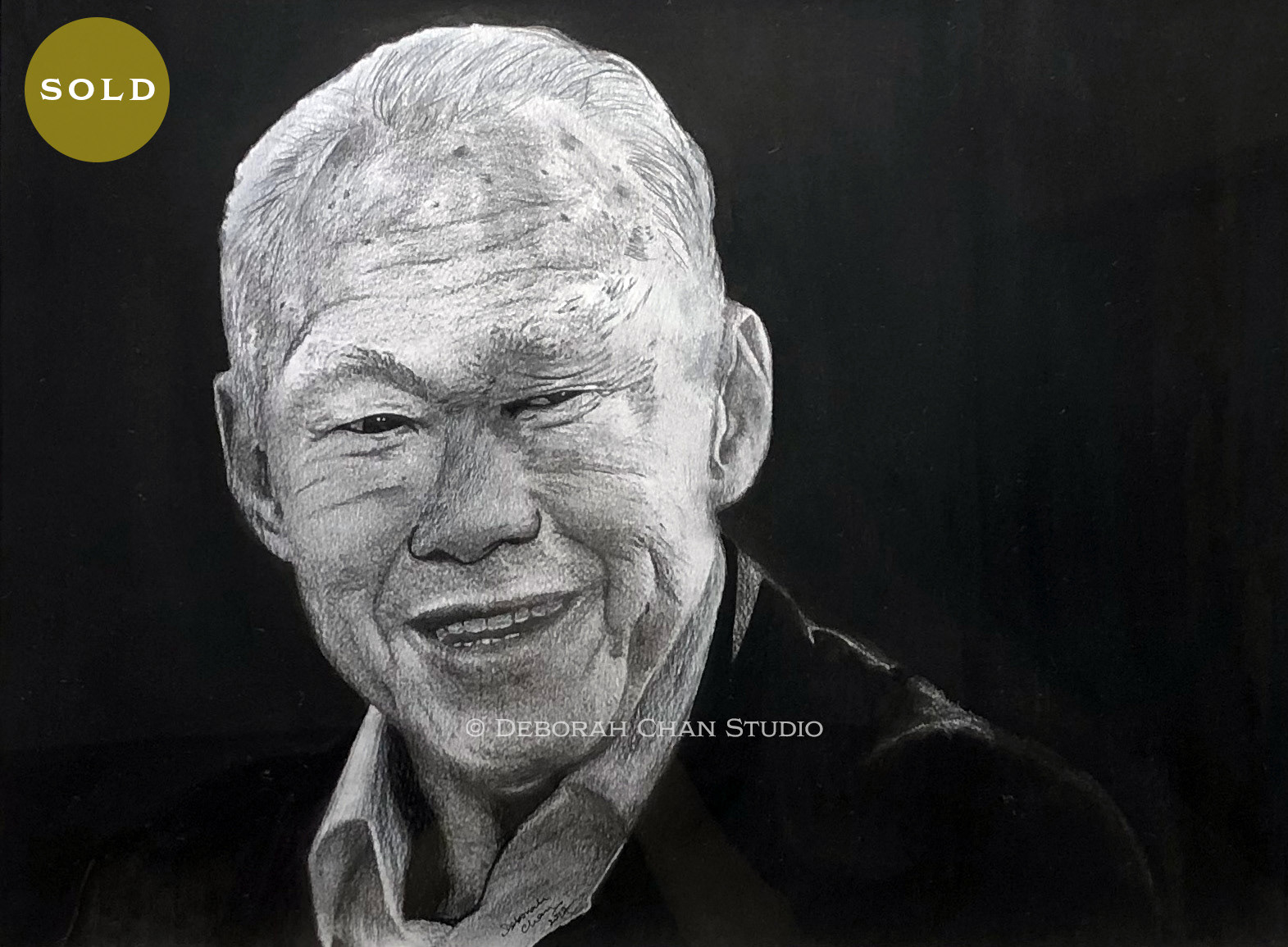 SOLD - Mr Lee Kwan Yew, 2017 Mixed Media on Paper, 16" x 12", S$2,900.00 (Price includes frame)