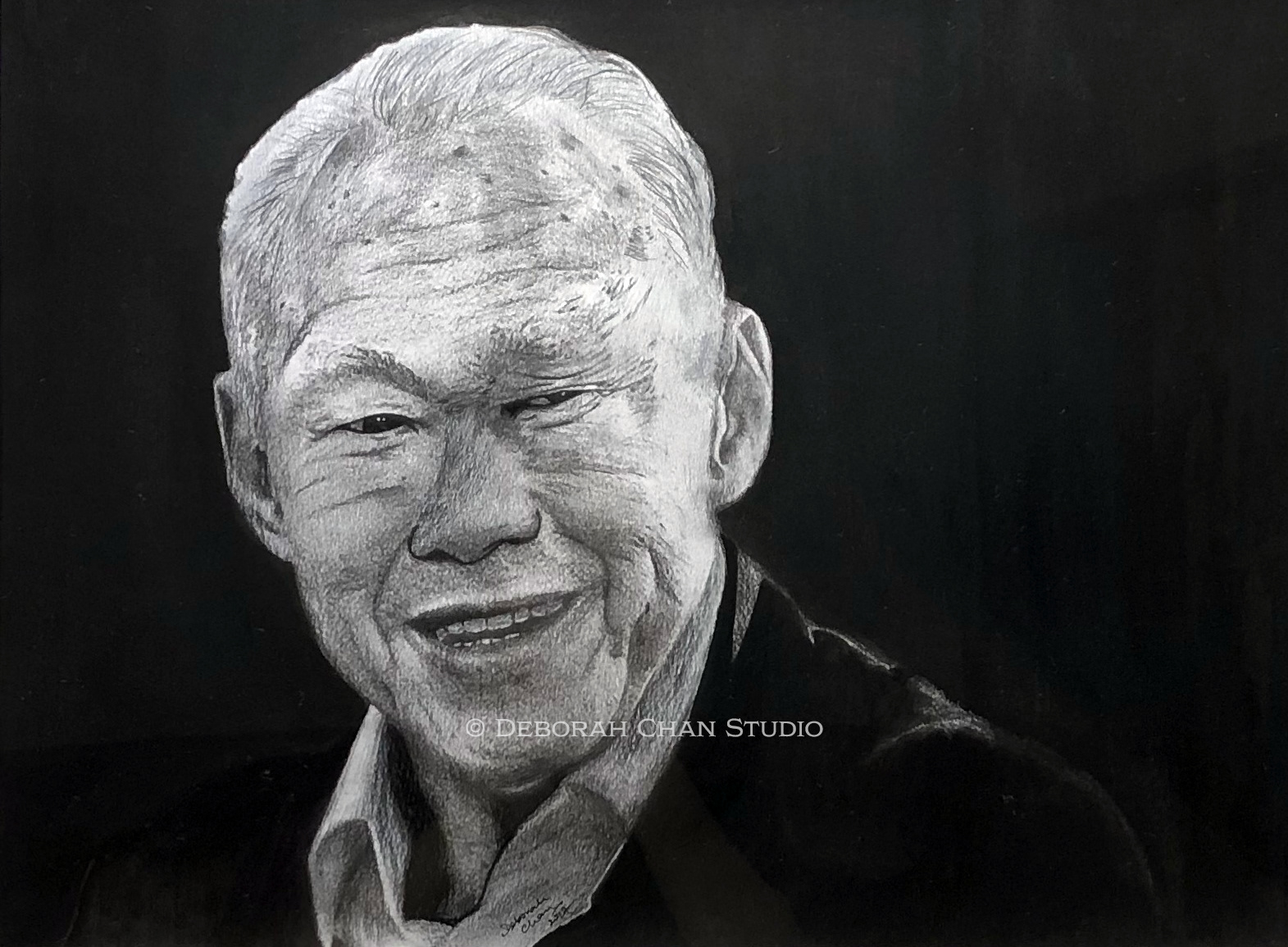 Mr Lee Kwan Yew, 2017 Mixed Media on Paper, 16" x 12", S$2,900.00 (Price includes frame)