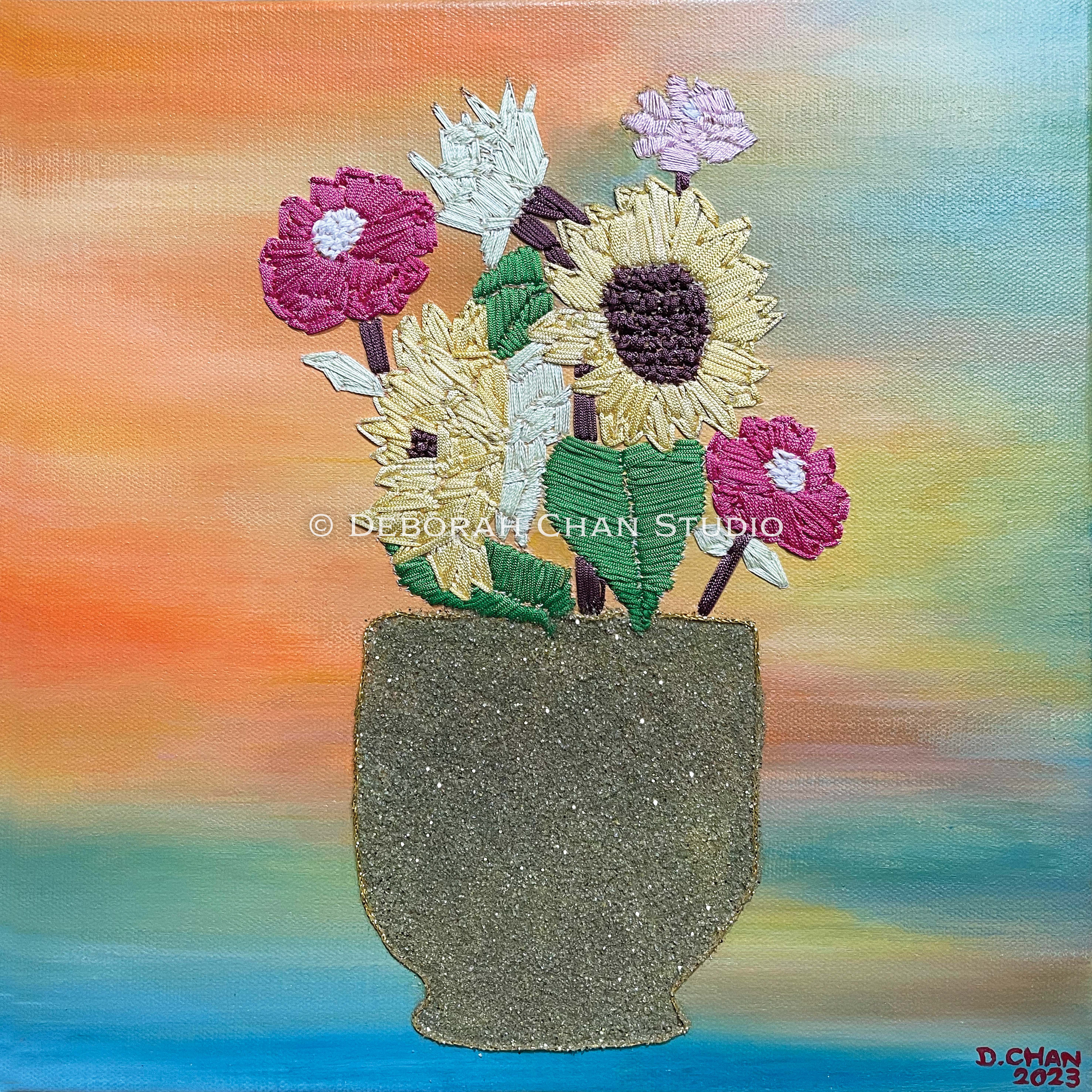 Summer, 2023 Mixed Media on Canvas, 12" x 12", S$2,500.00 (Price includes frame)