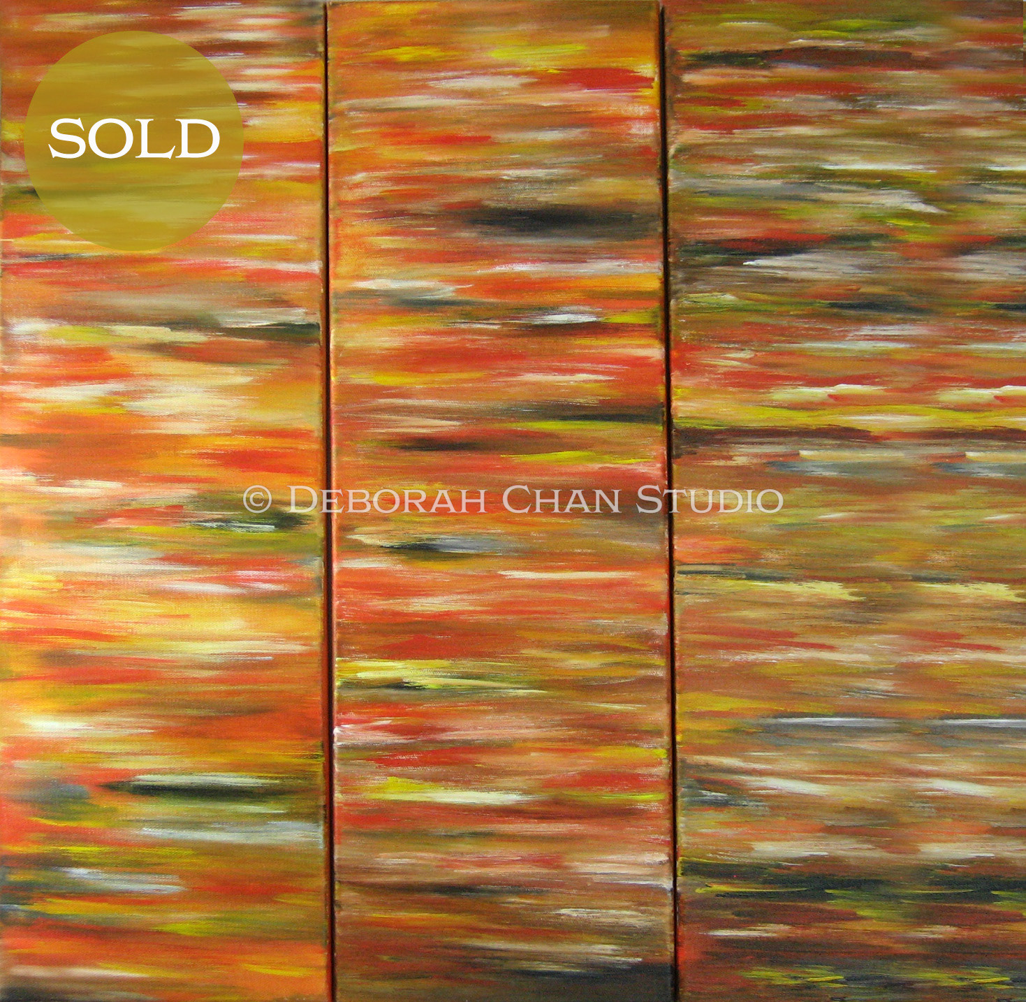 SOLD - Rise, 2017 Acrylic on Canvas, 24" x 8" per canvas panel. 