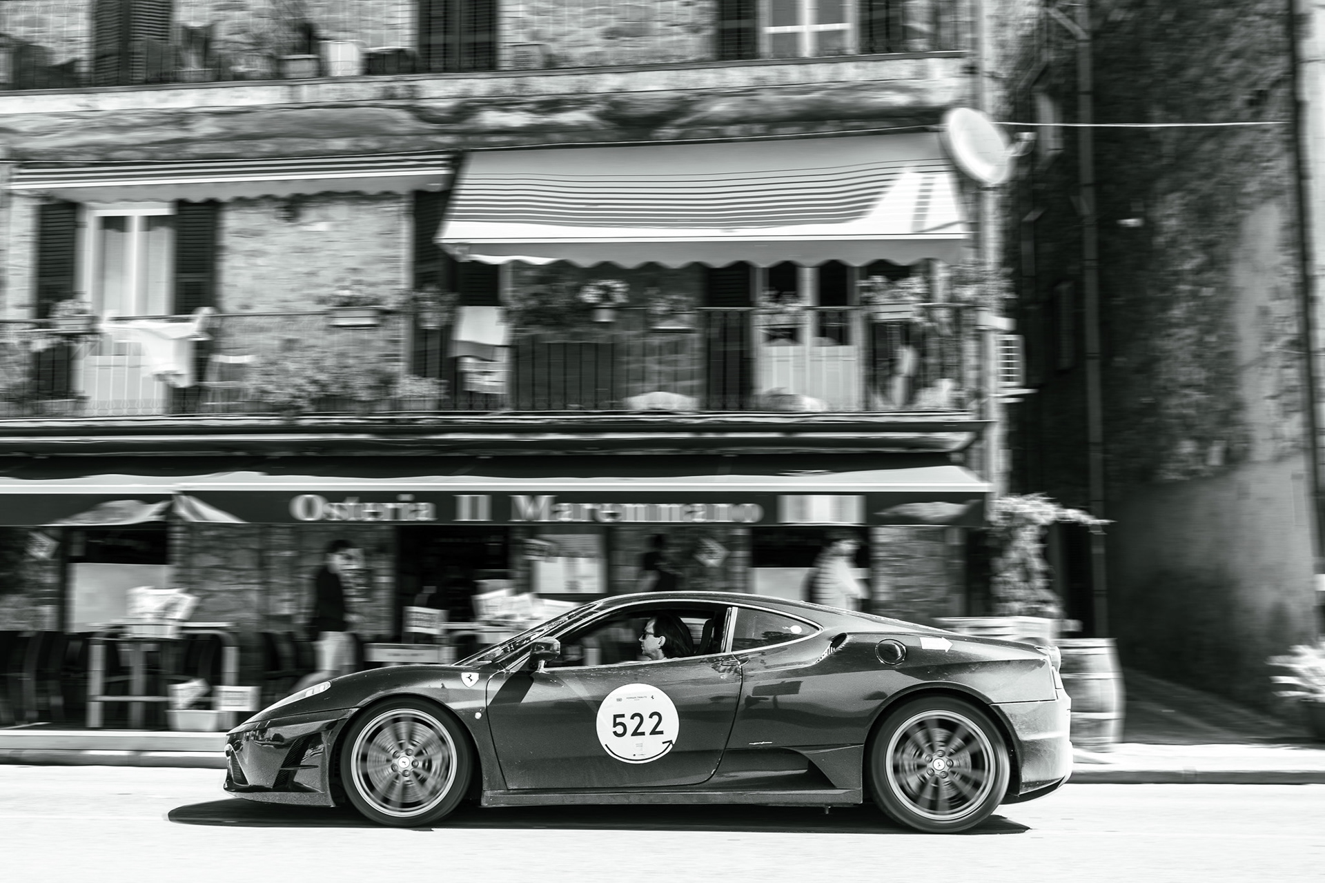 Ferrari 430 Scuderia in black and white