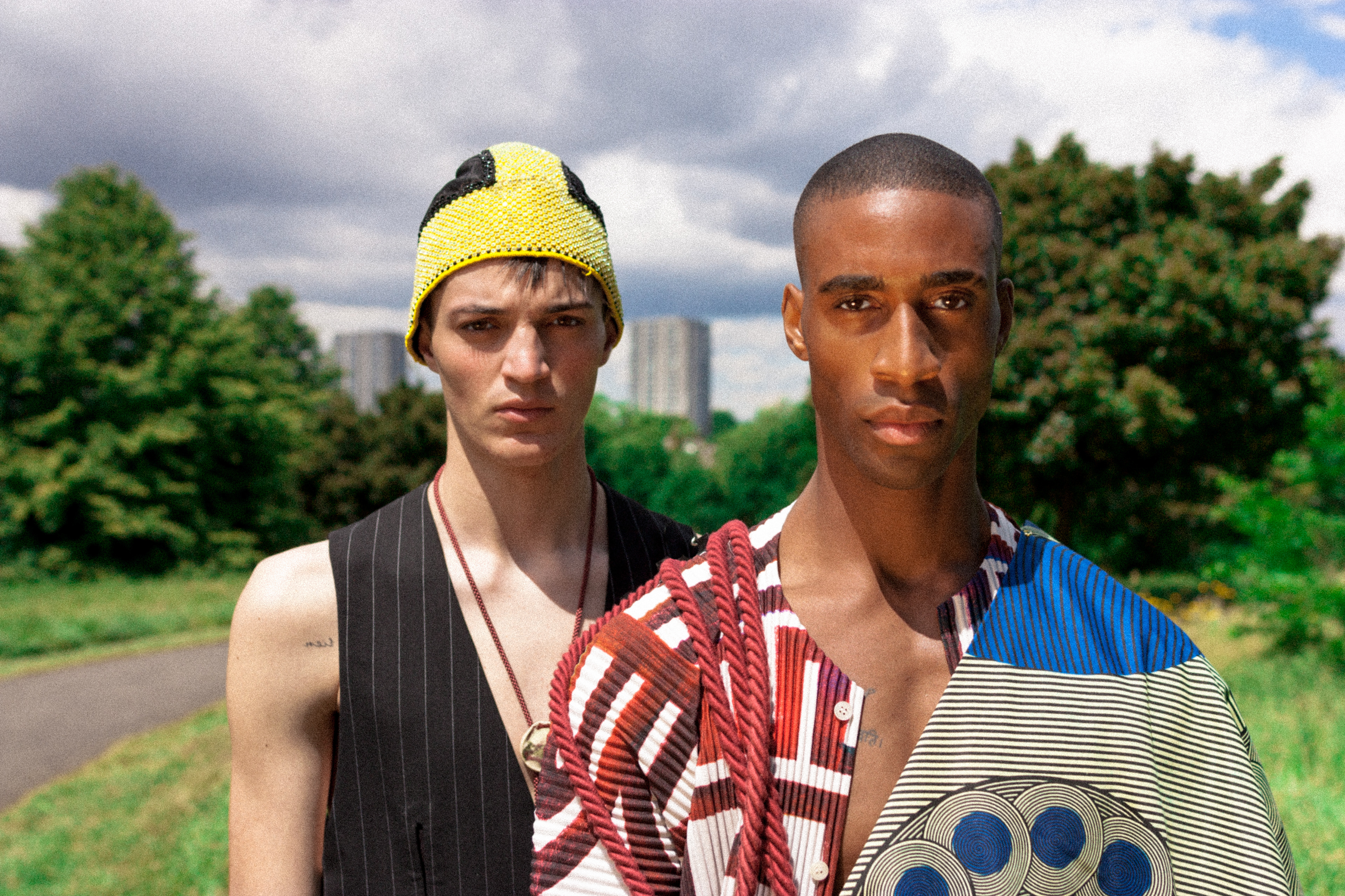 Chalayan top of the left & Issey Miyake Shirt on the right