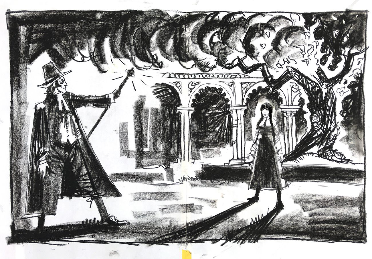 Tried to keep this 'naive'- wasn't really meant to look like a professional illustration I think it was drawn over by the apartment for the final version