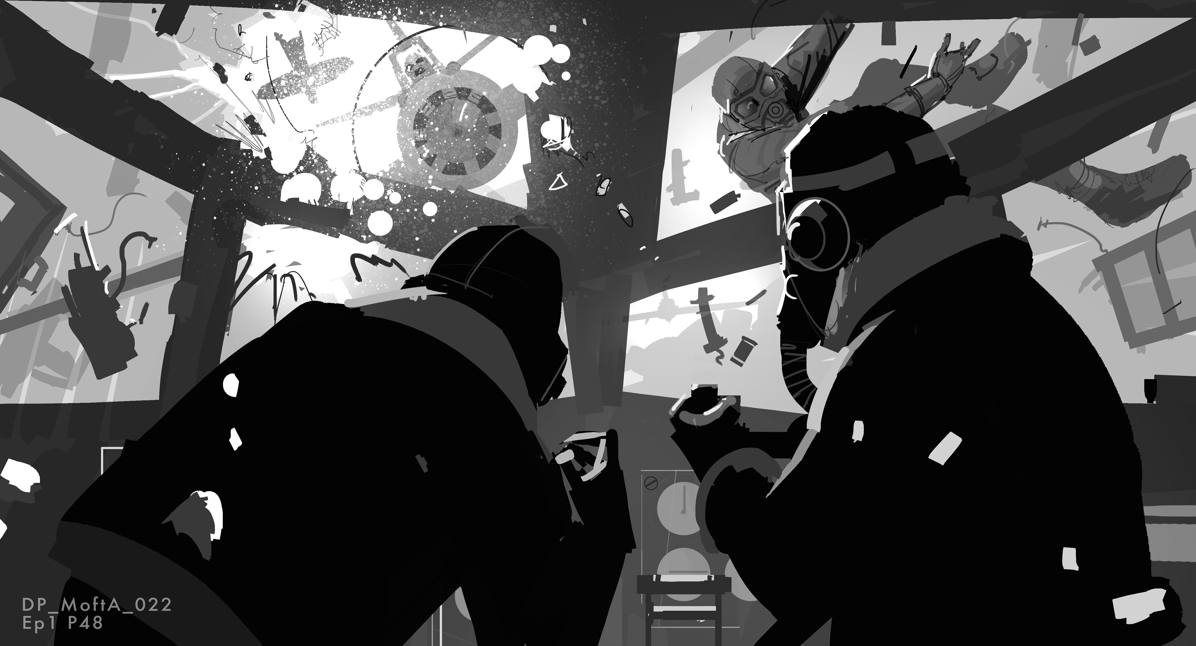 Air battle debris storm