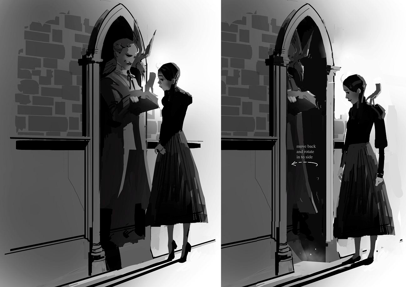 Edgar Allan Poe and Raven reveals the secret entrance