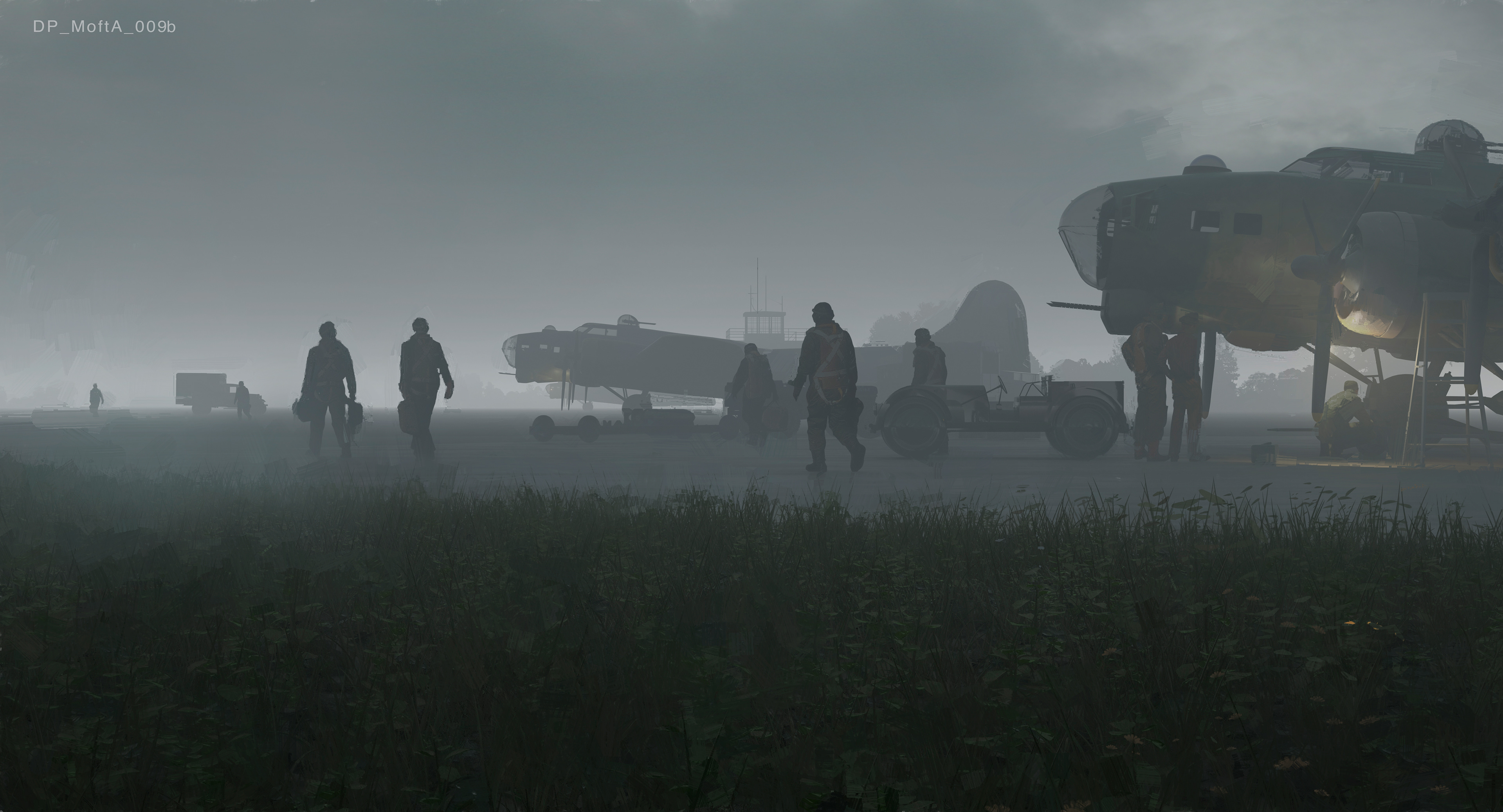 B-17s foggy morning
