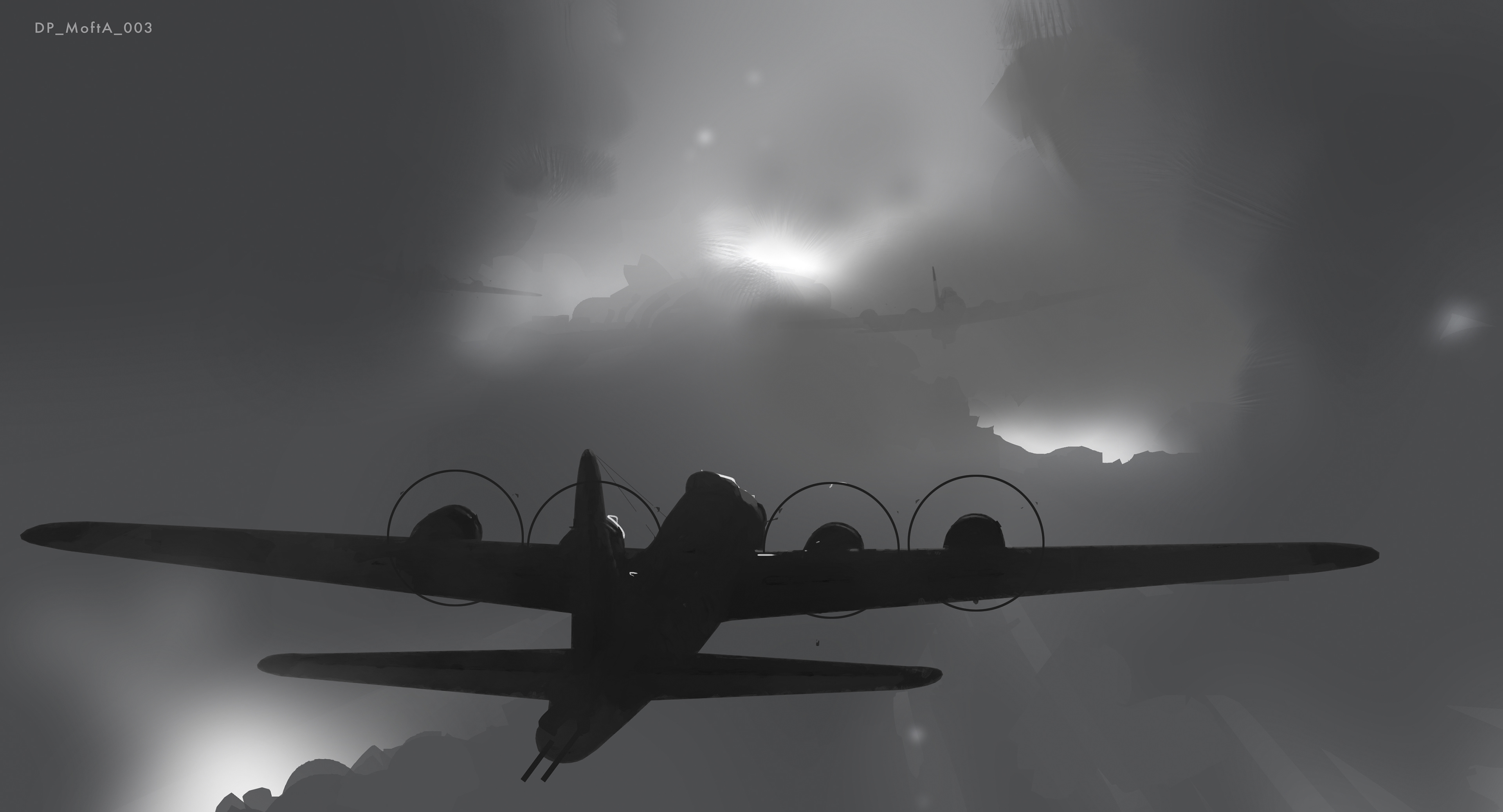 flak explosions in dense cloud