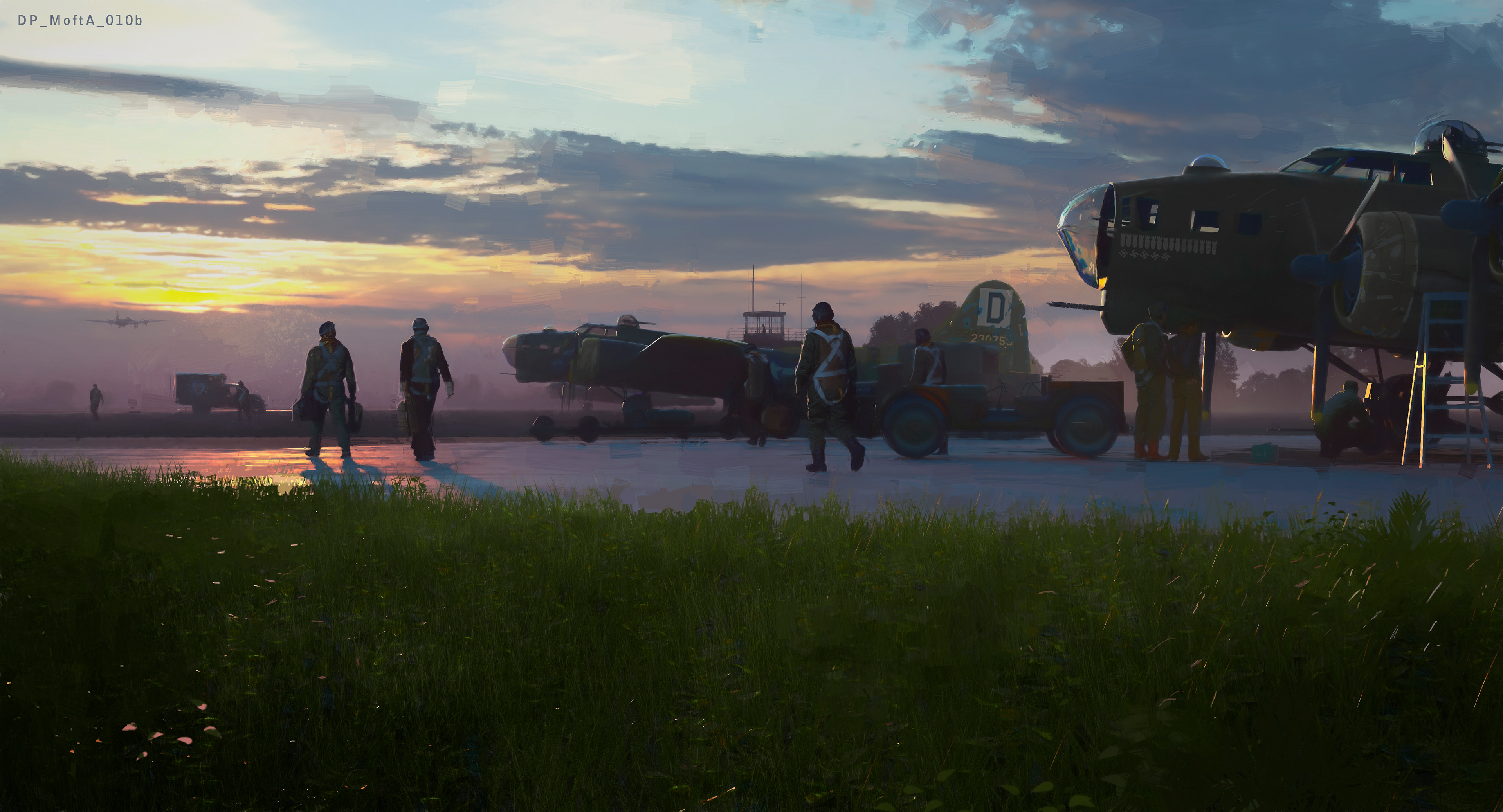 B-17s sunrise clear sky