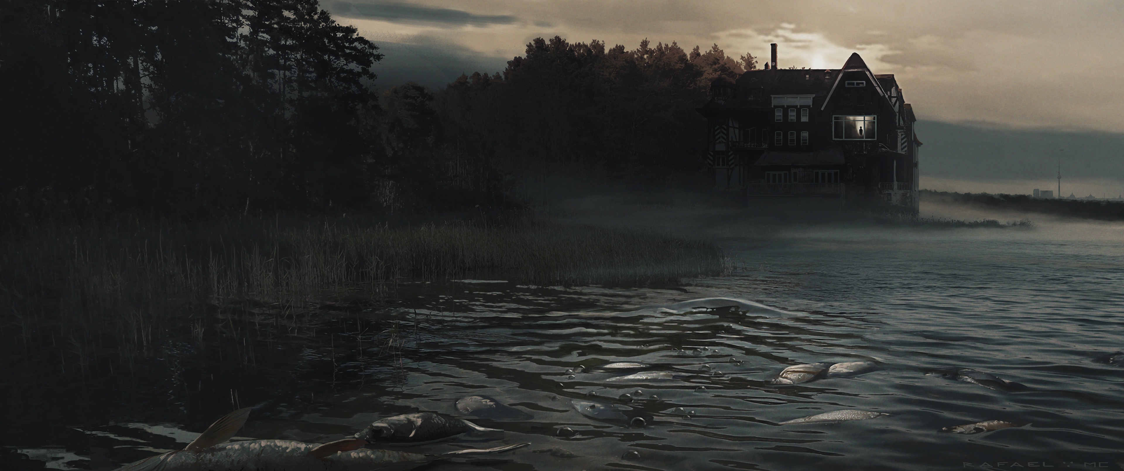 A peculiar house close to an eerie lake