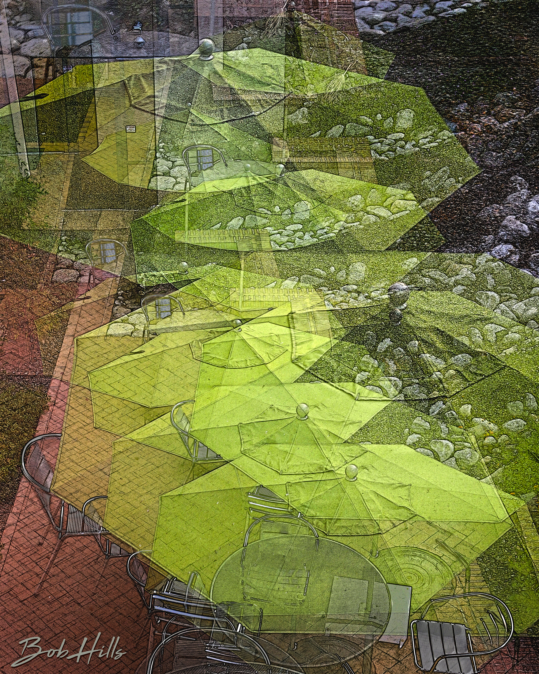 Symphony of Green Umbrellas