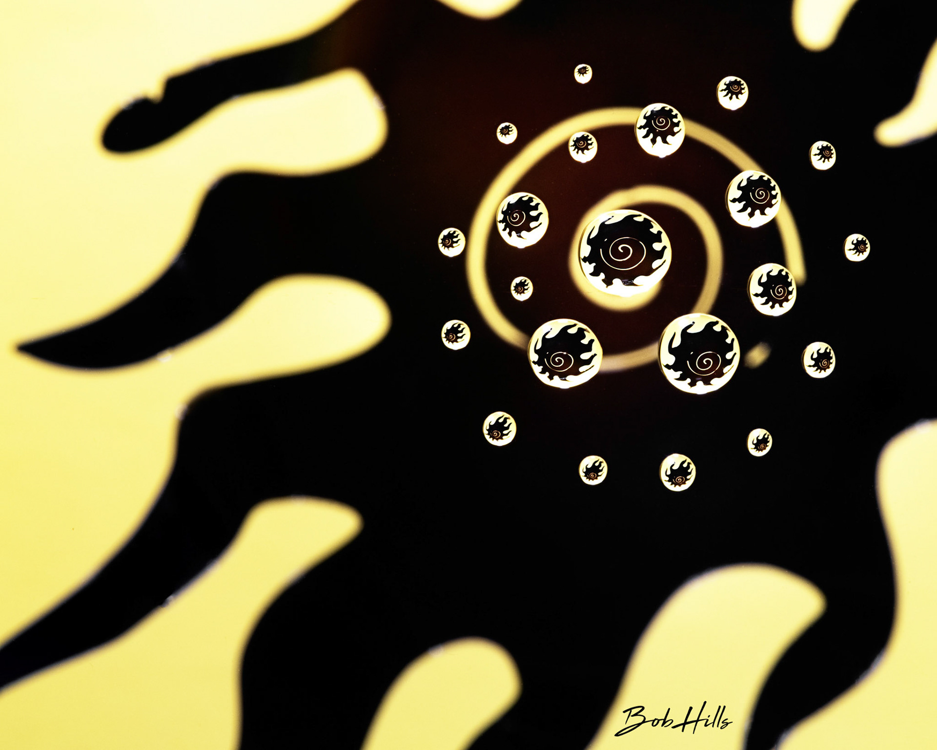 Swirly Sun in Yellow & Black