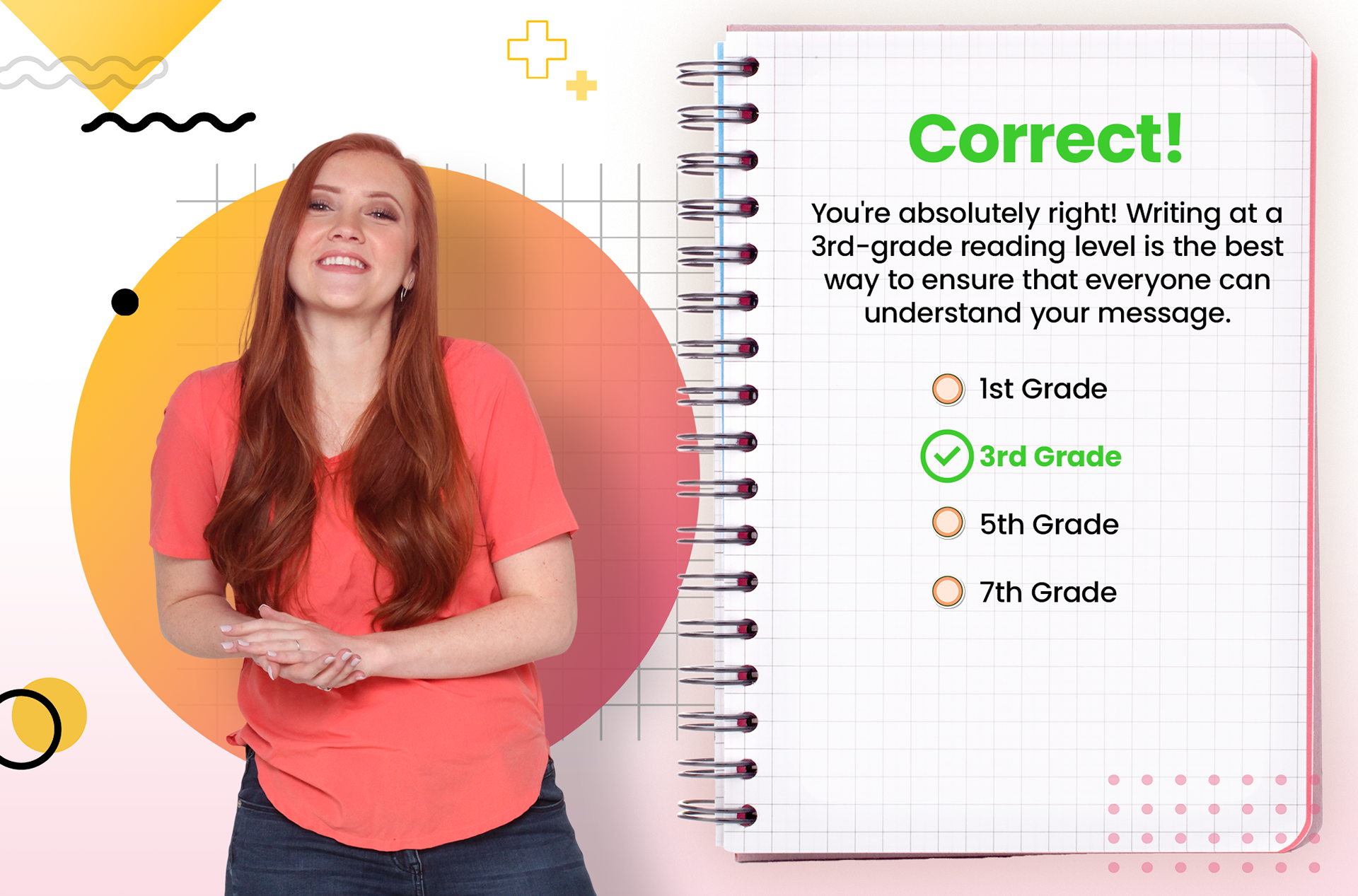 Knowledge Check - Feedback This screen shows immediate feedback after a learner makes a selection. Color and visual cues are used to clearly indicate the correct answer while keeping the experience friendly and easy to follow.