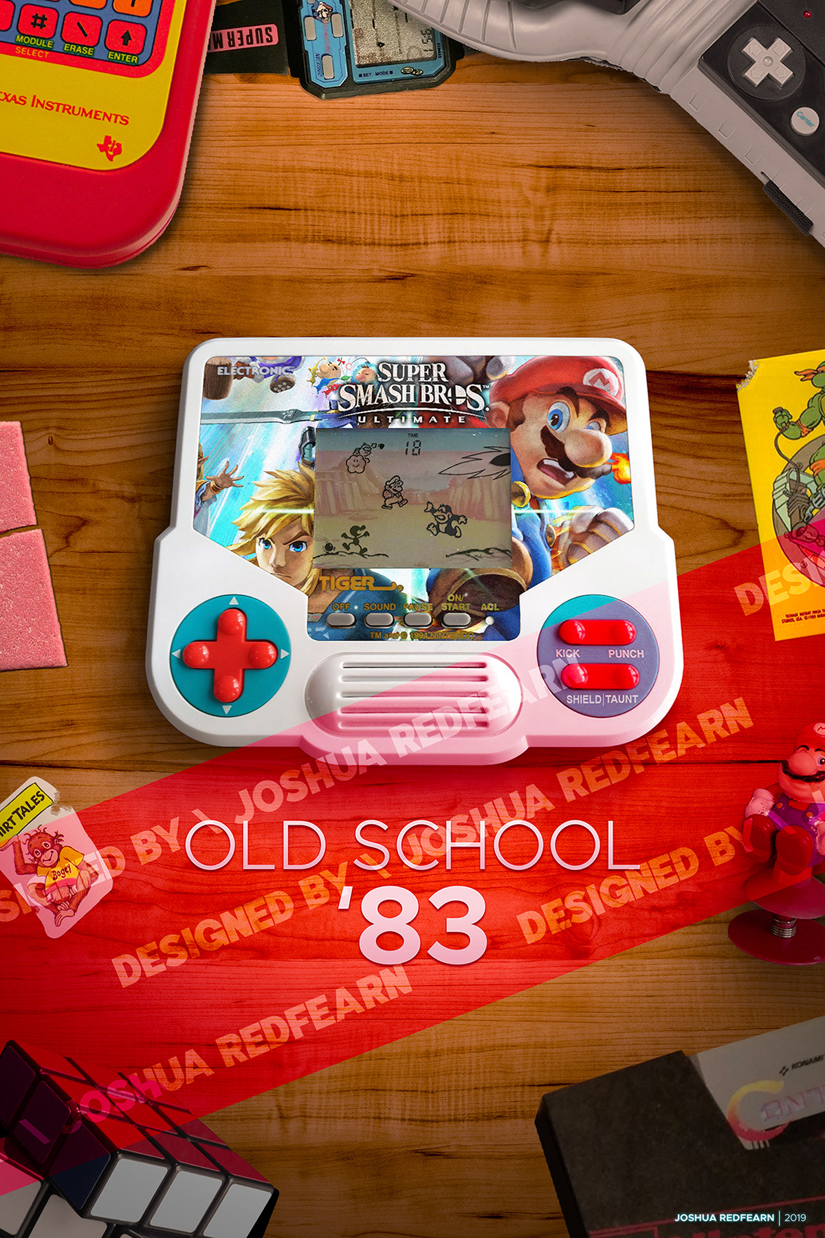 What would Super Smash Bros have looked like if it existed in the Tiger Electronics era? Simple LCD visuals paired with future-inspired artwork. A fun "demake" experiment inspired by the games I grew up with.       Creation video: https://shorturl.at/uIGEw