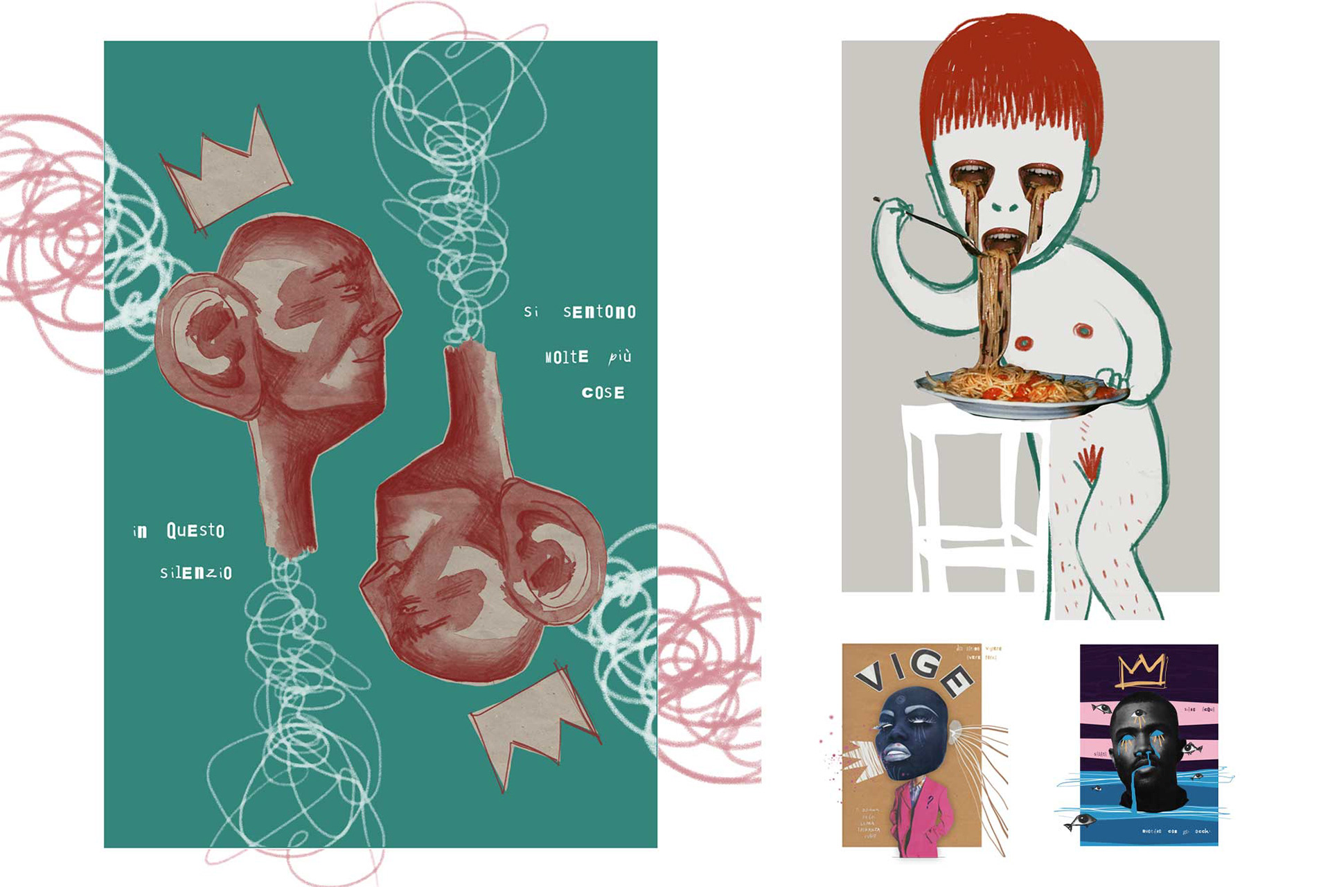 Illustrazione a tecnica mista e collage dal progetto personale “Cartoline dalla quarantena”, serie visiva nata durante il lockdown del 2020 per raccontare sensazioni ed esperienze emotive.