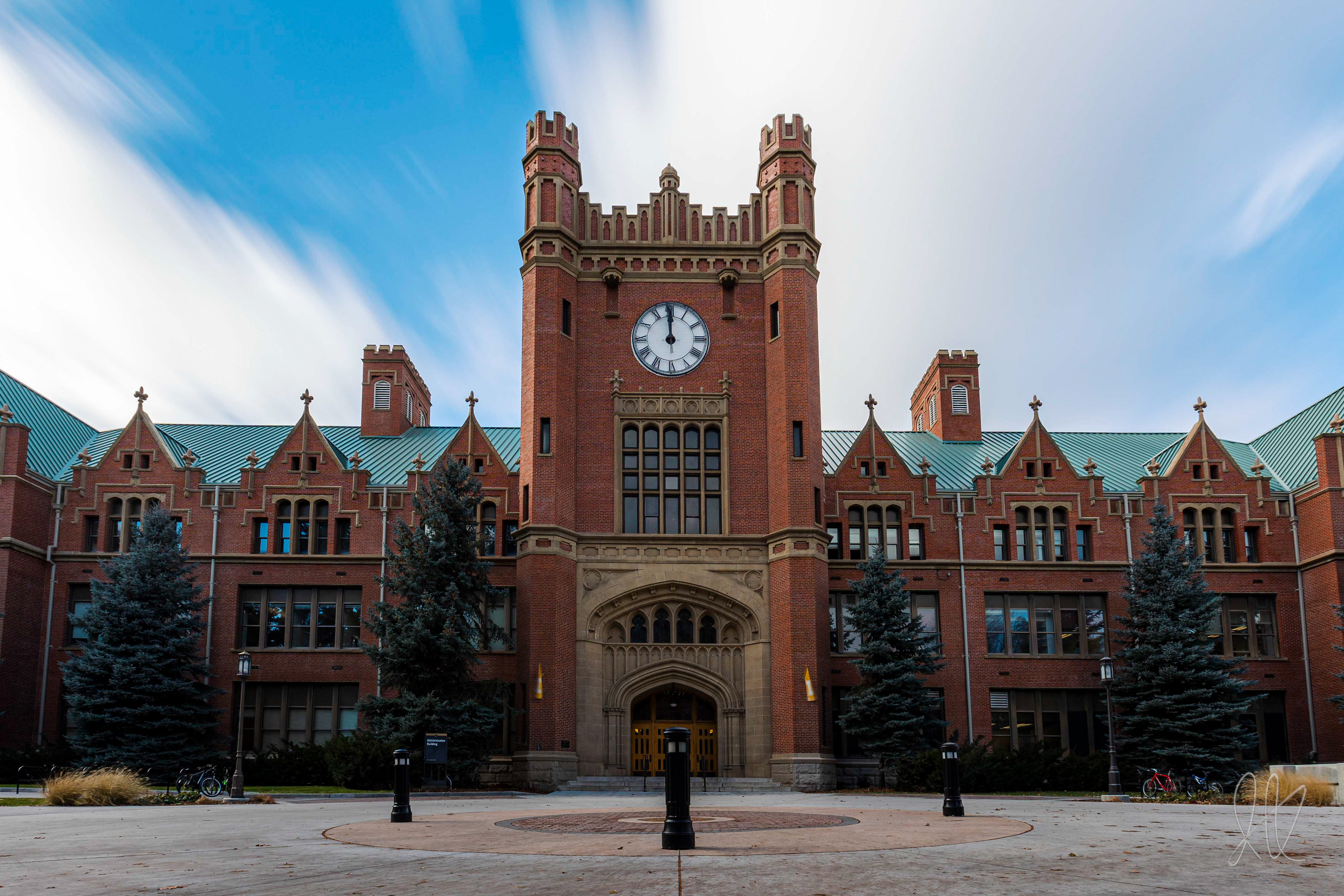 The University of Idaho Administration Building stands at the top of campus, amid the Administration's controversial decisions to purchase the University of Phoenix