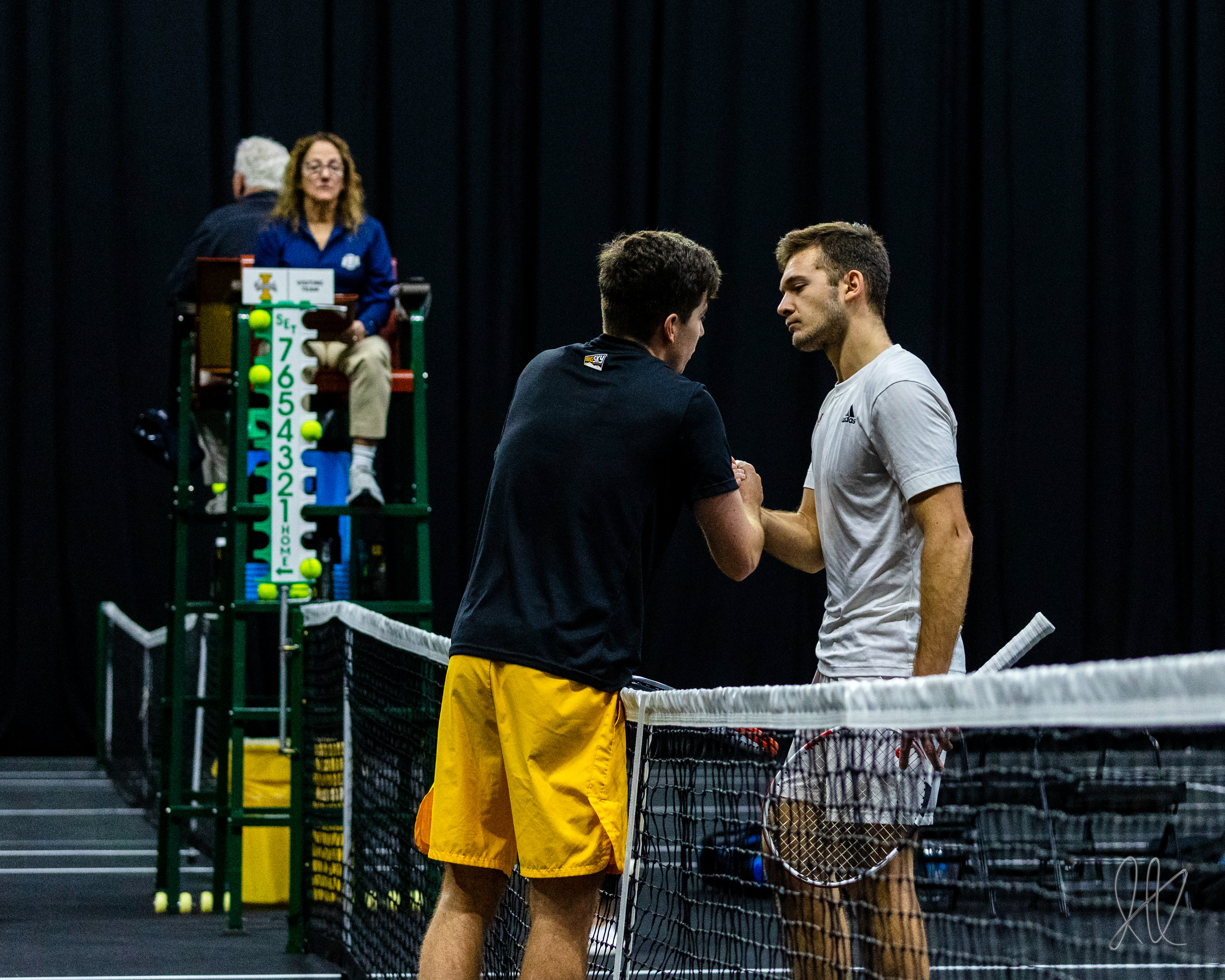 Francisco Bascon shakes hands with an opponent post-match