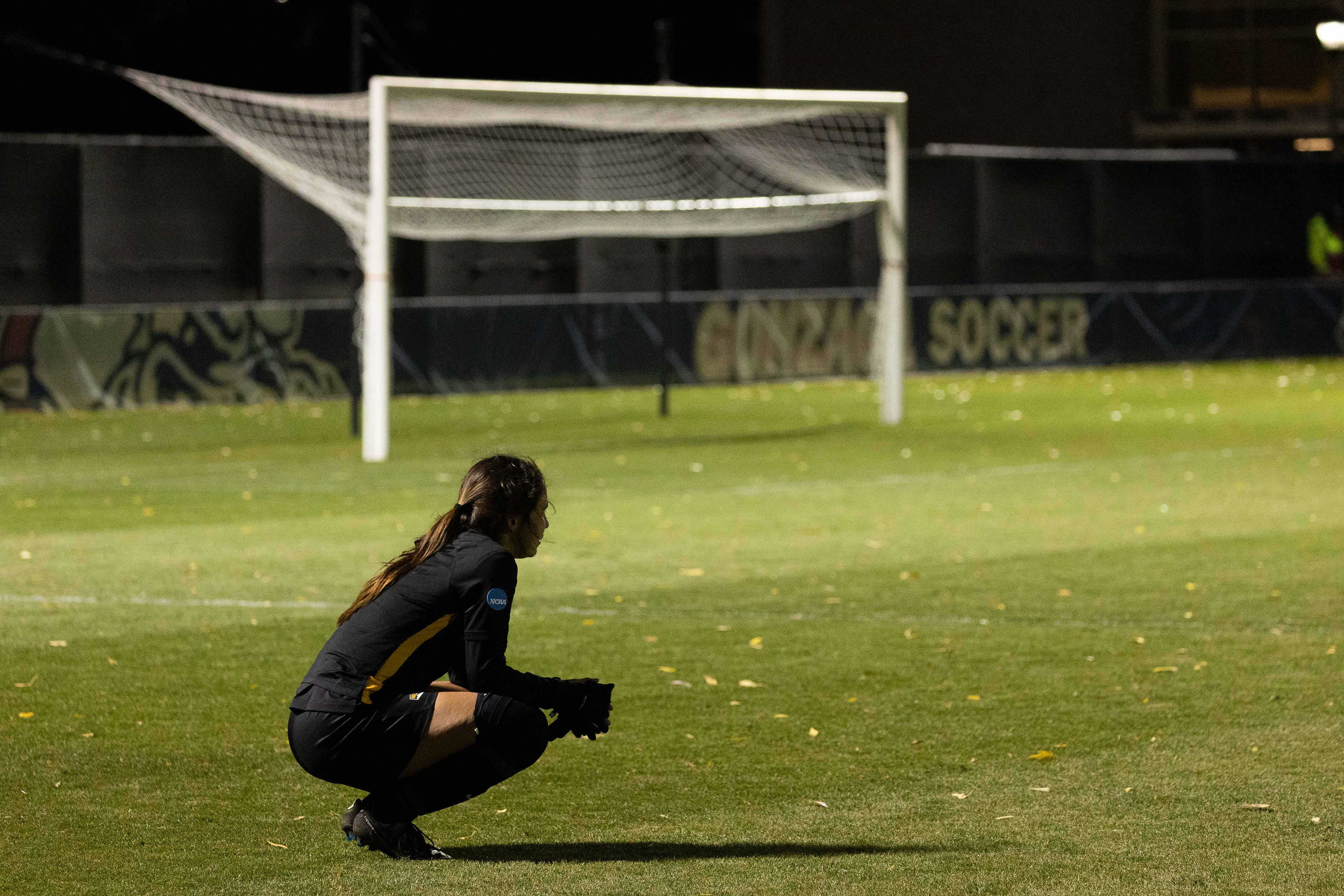 Idaho midfielder Hannah Alfaro-Black looks over the field after what could have been her last game as a Vandal. Idaho was knocked out of the NCAA Tournament in a first-round loss to Gonzaga University on Nov. 11, 2023. (Argonaut/John Keegan)