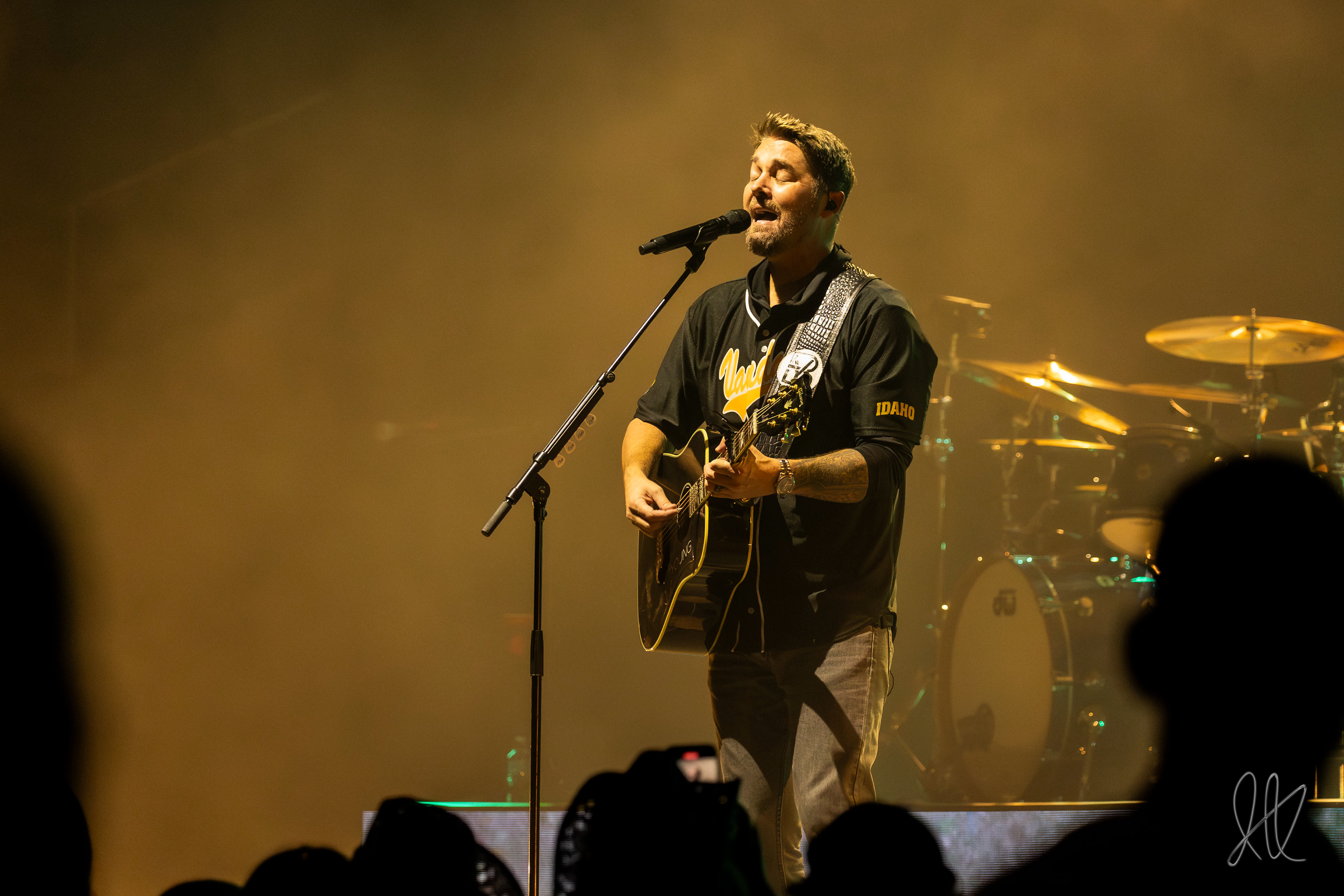Brett Young performing in the ICCU Arena