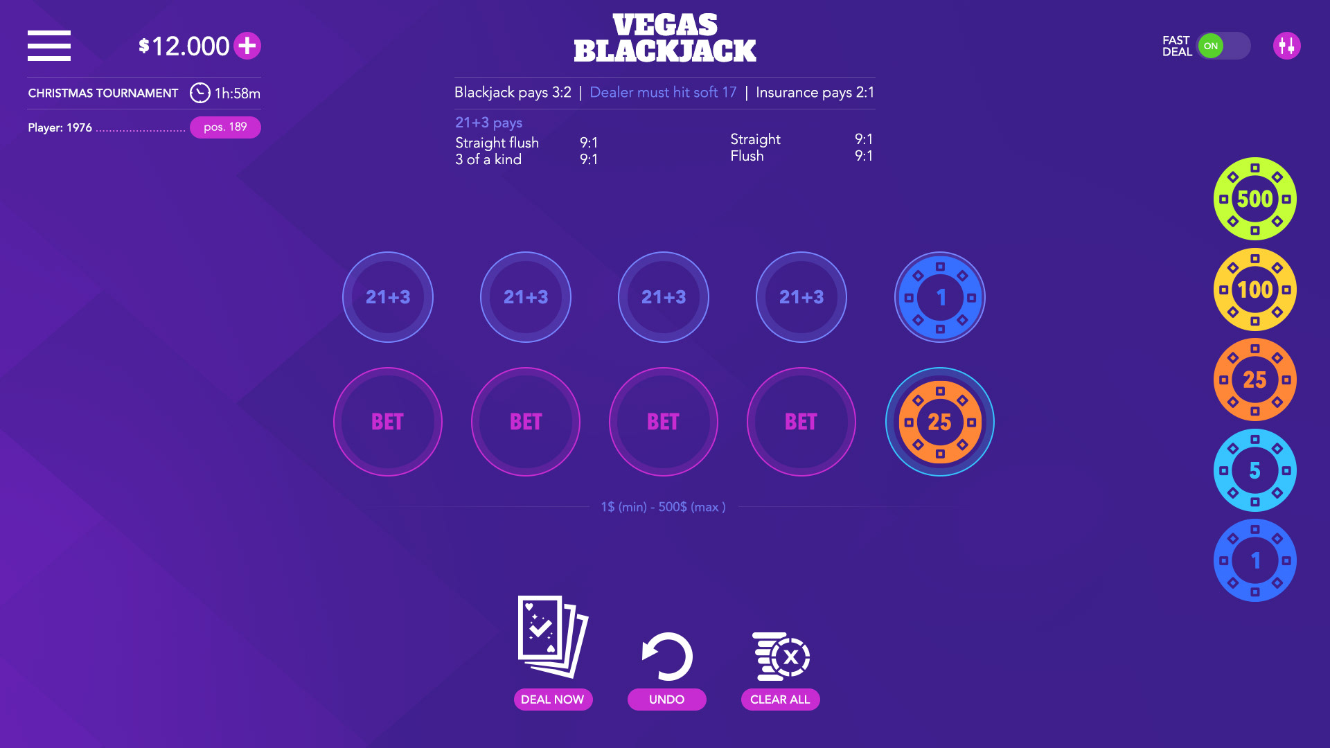 casino minimalistic interface