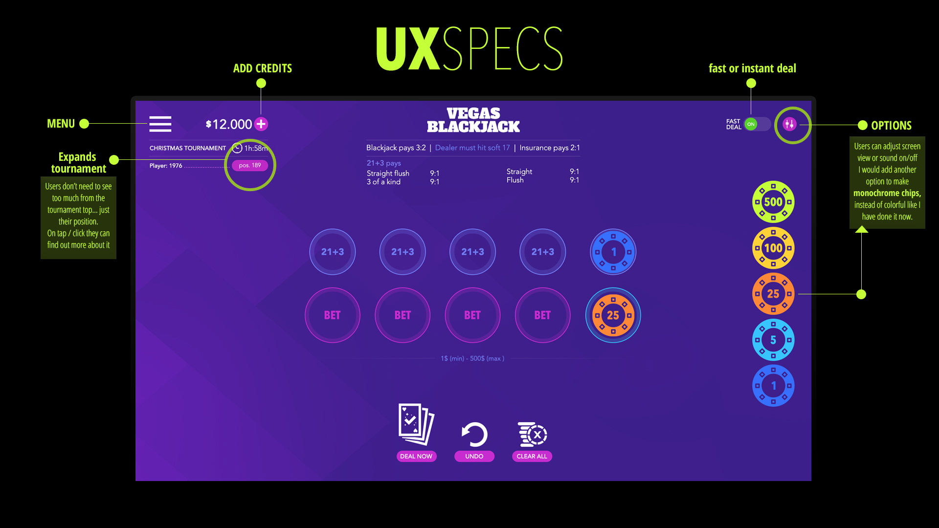 casino minimalistic interface