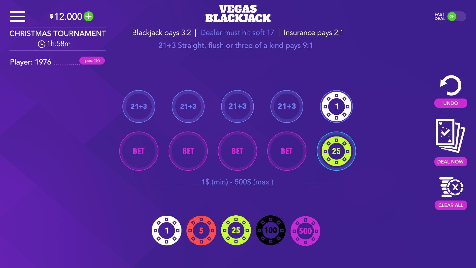 casino minimalistic interface