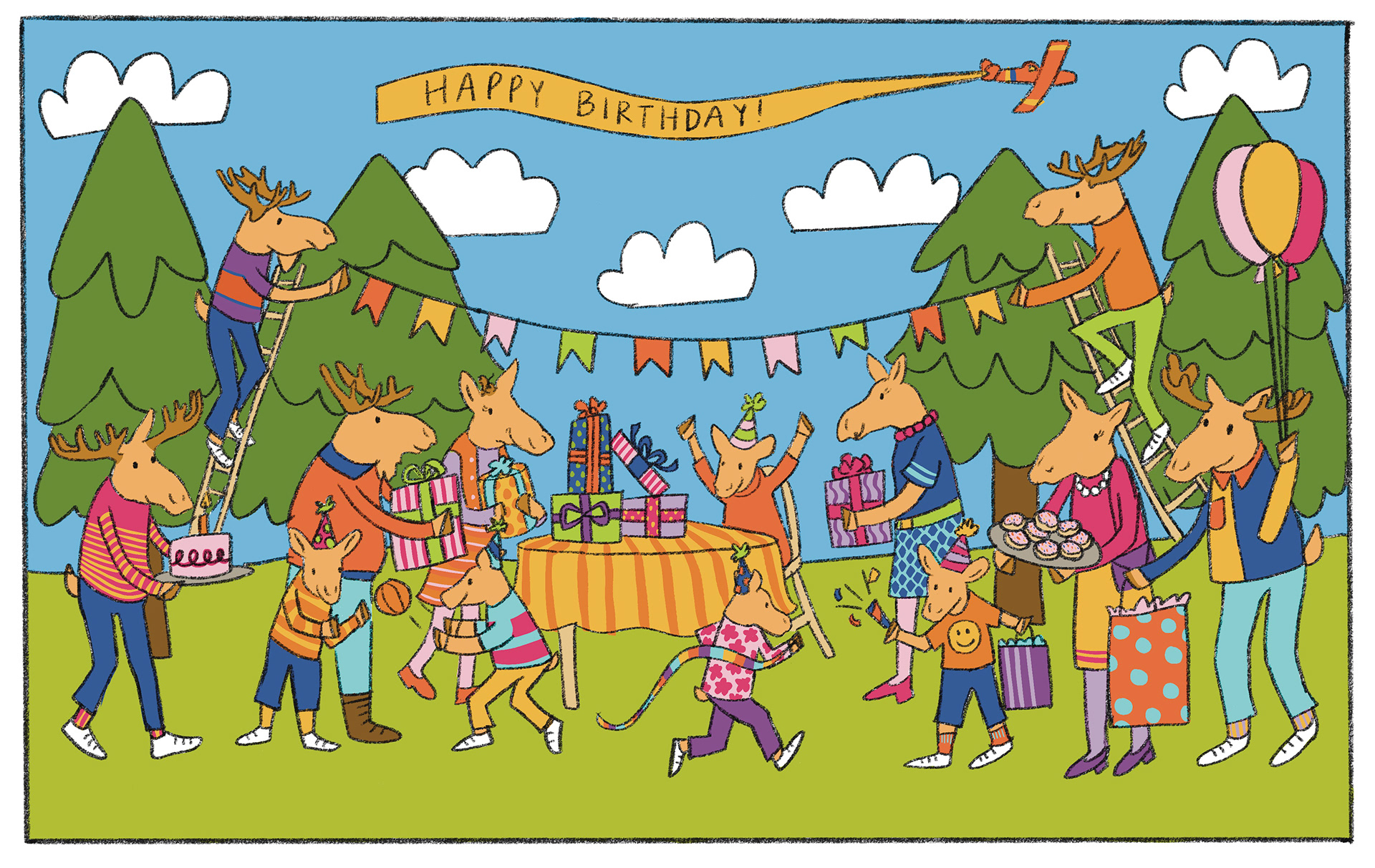 Woodland Moose Birthday Party created with Procreate