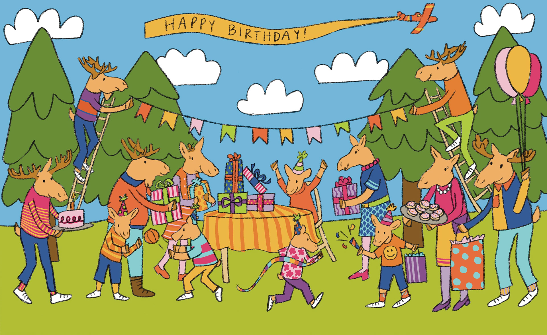 Moose Woodland Birthday Party created with Procreate