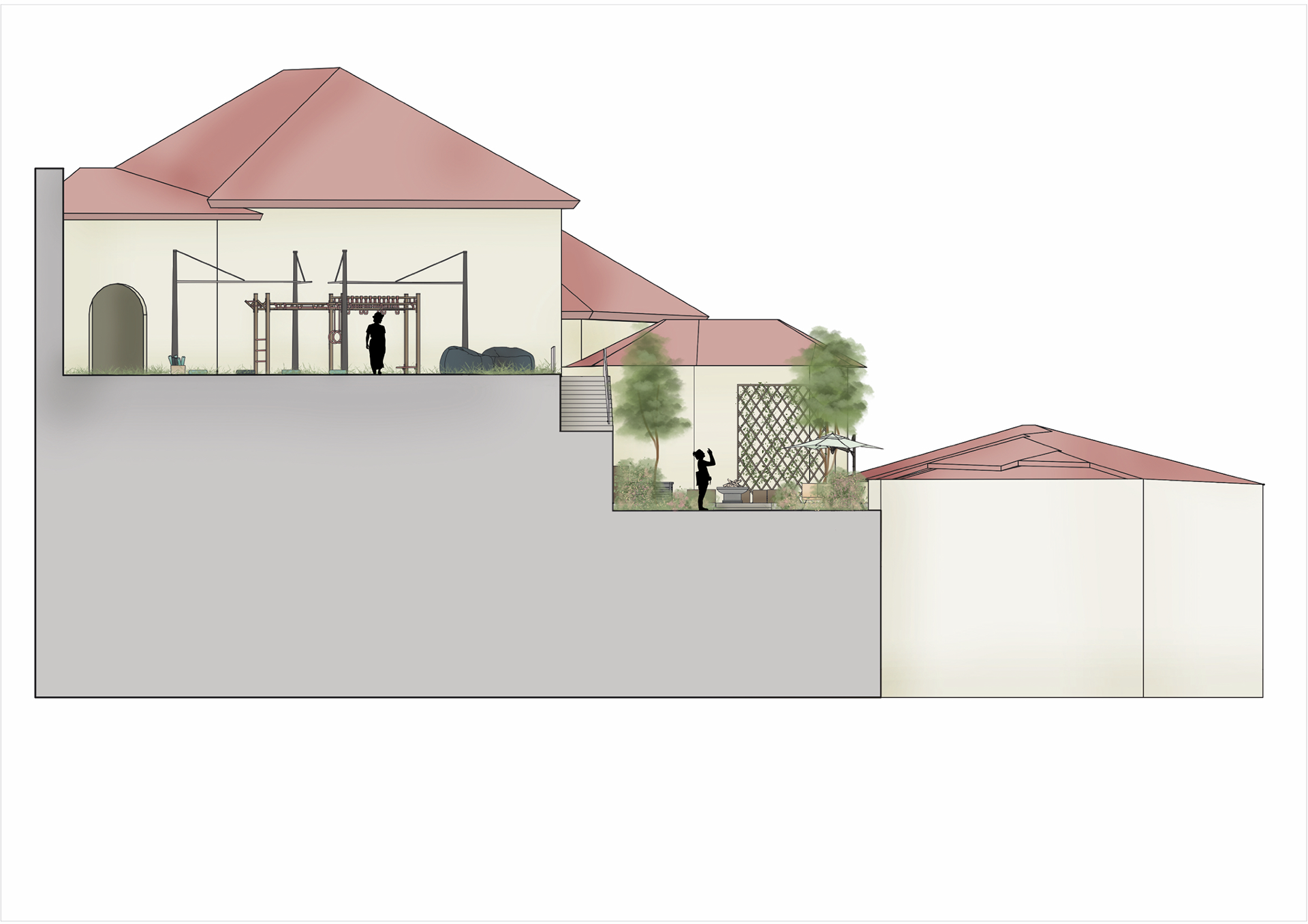 Section showing the Community Gym and Garden Oasis