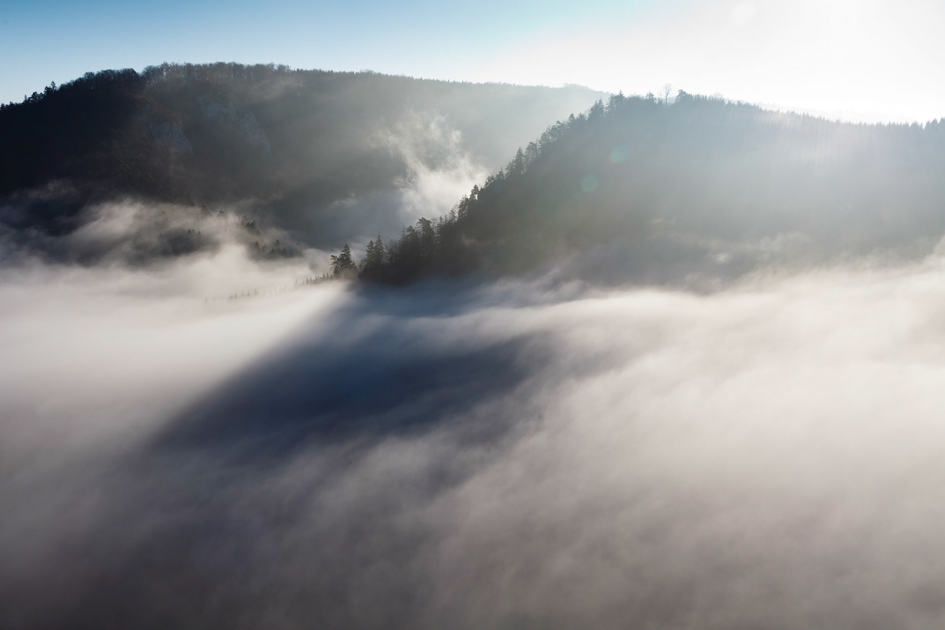 On a cold winter morning, the mist wafted through the Danube valley near by the monastery of Beuron. 2012