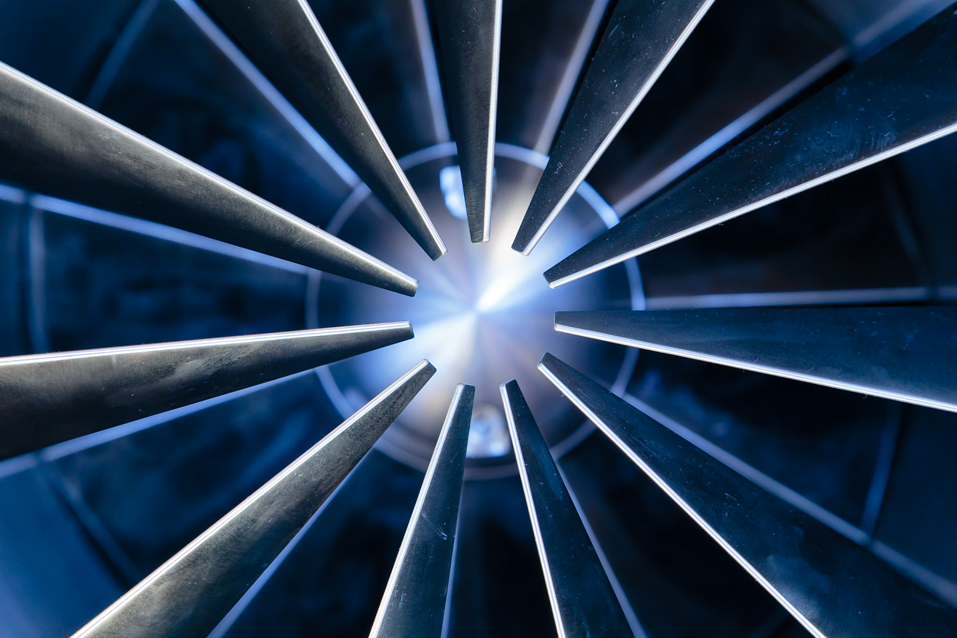 Leitschaufeln vor einem Laufrad 