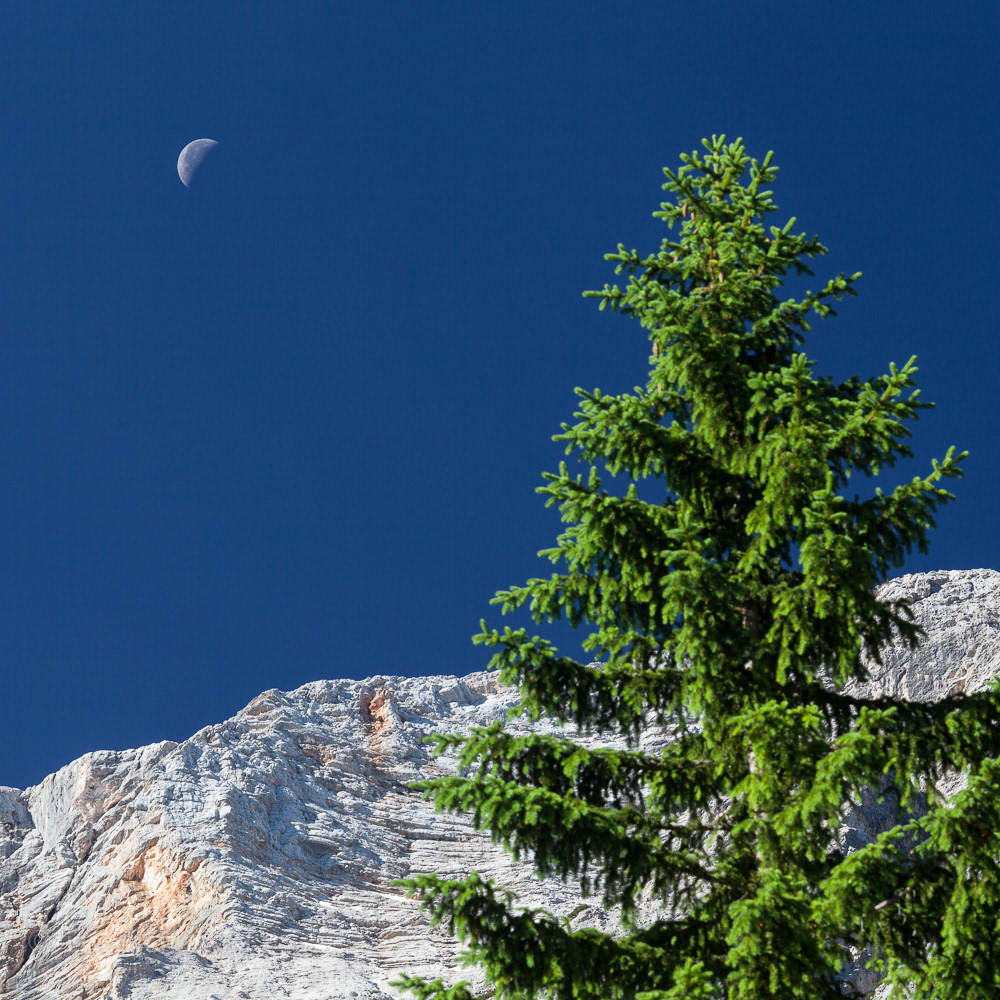 Seekofel from Lake Brais, Trentino-Alto Adige, Austria. 2017.