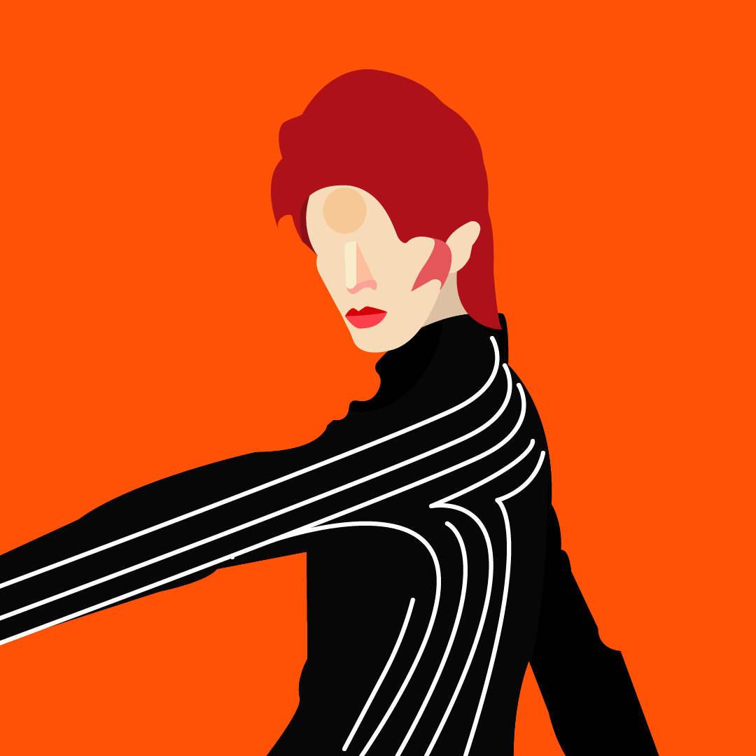 Serena June Creative David Bowie vector art in bright colours