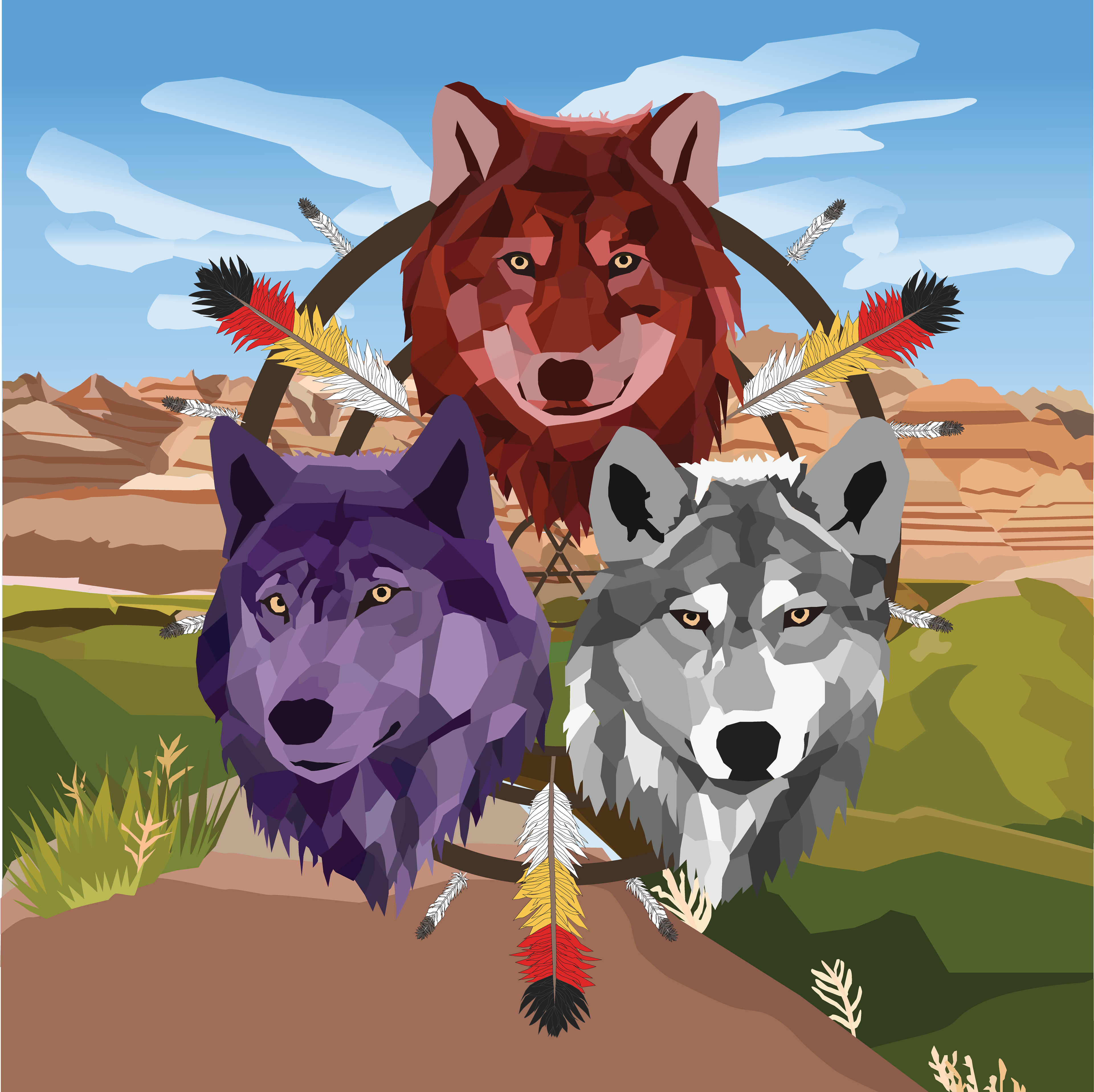 Red Wolf, Violet Wolf & White Wolf