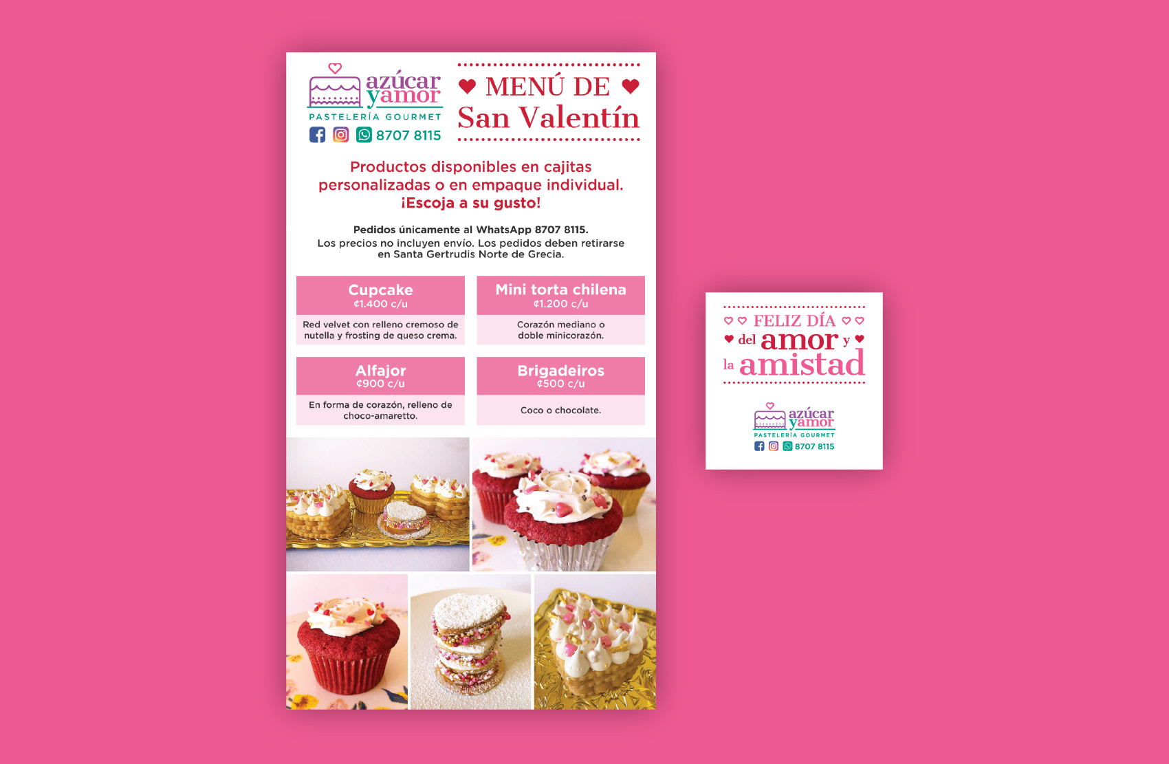 Valentines menu and sticker design for Azucar y Amor