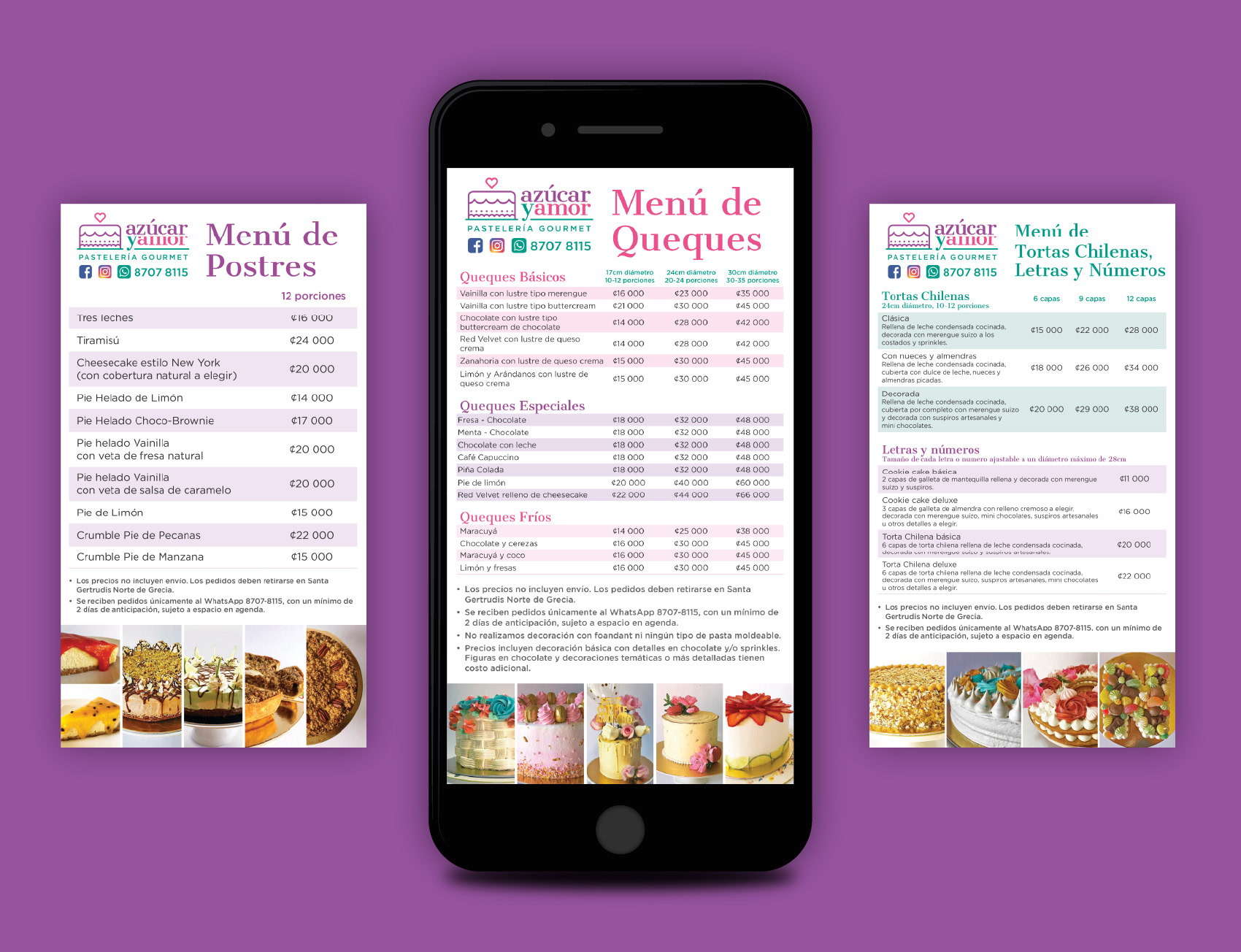 Menu Designs for Azucar y Amor