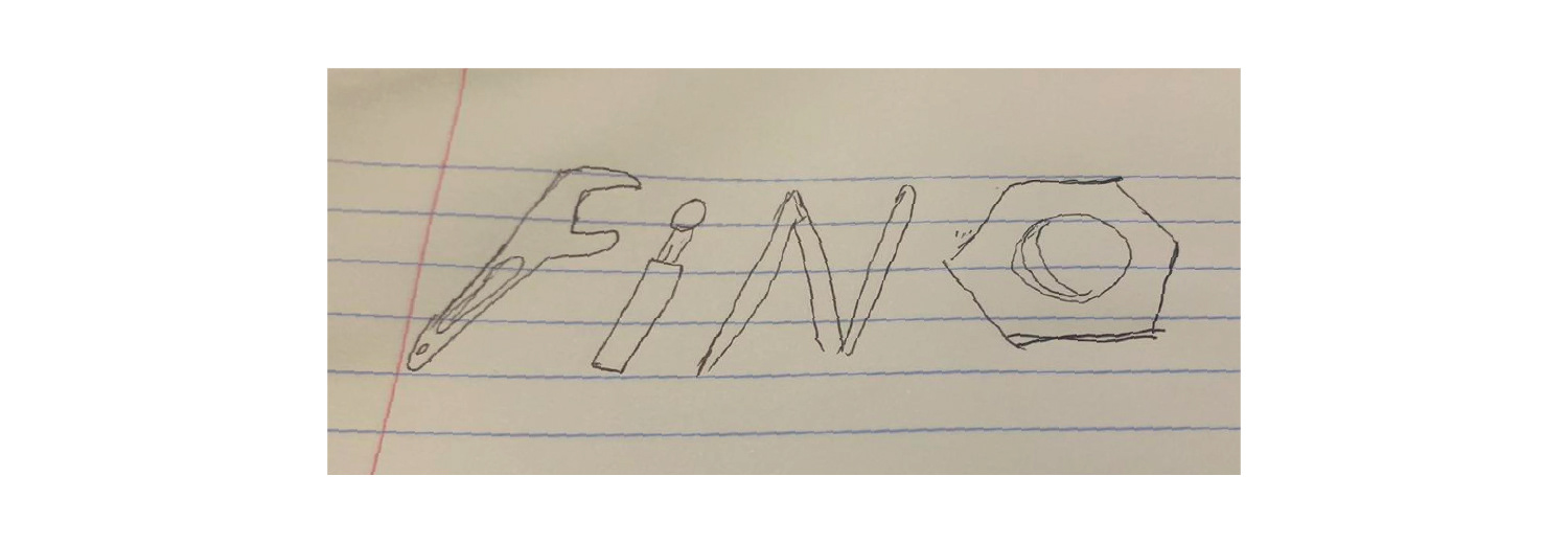 Hand-drawn draft of the Fino logo.