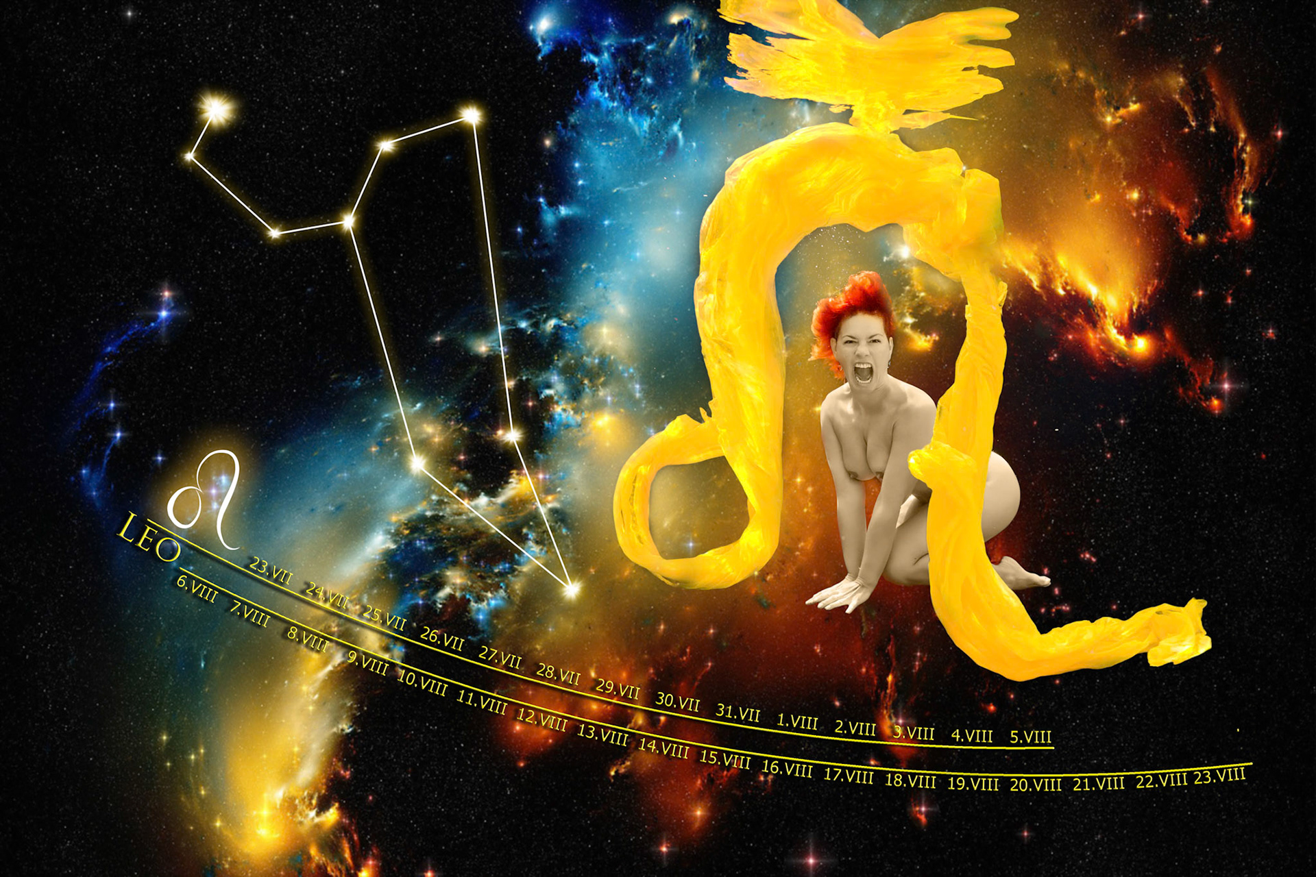 Výrazná póza a syté letní tóny symbolizují sílu osobnosti, sebevědomí a přirozenou autoritu.