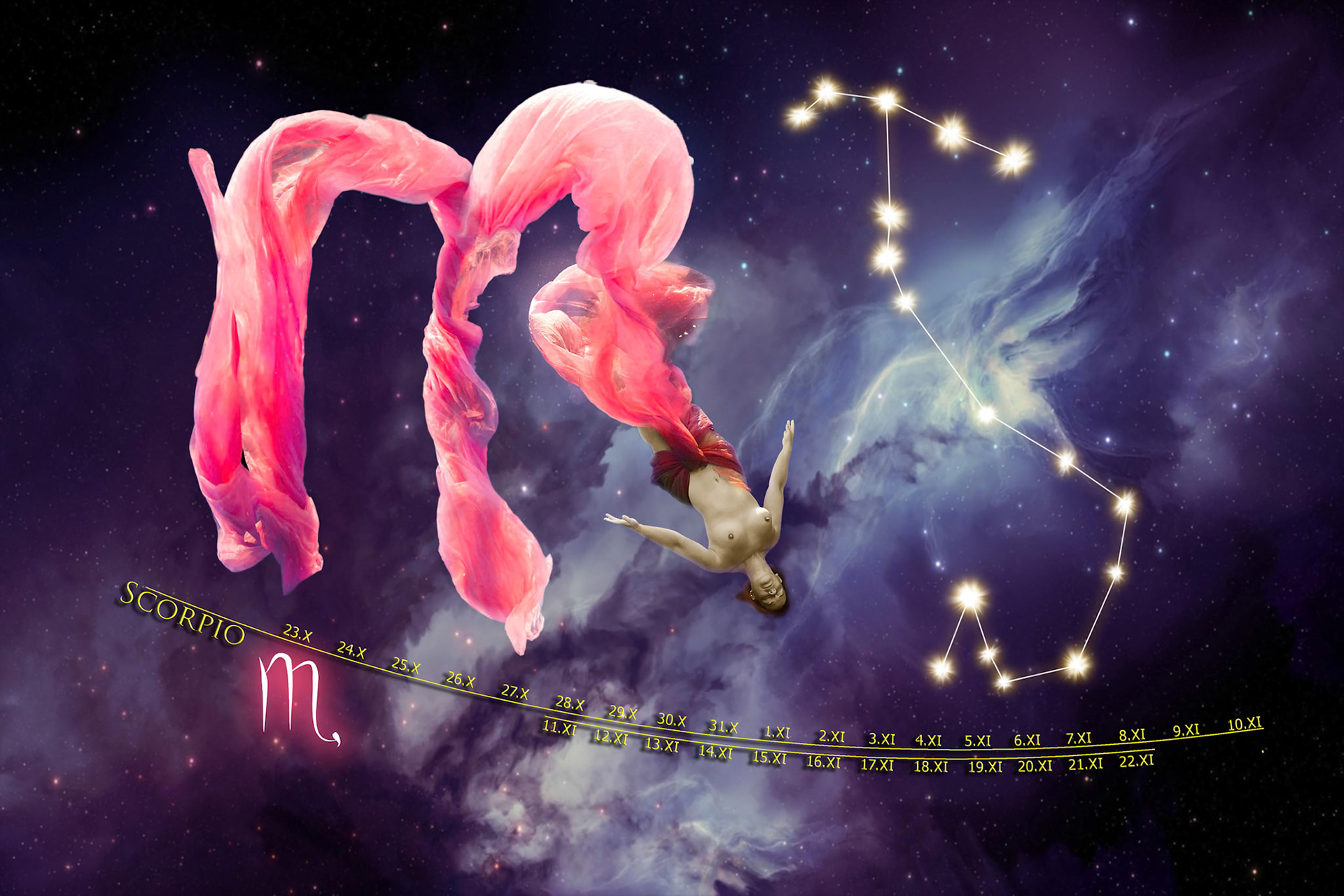 Intenzivní kompozice s tmavšími podzimními barvami vyjadřuje transformaci, vášeň a vnitřní sílu.