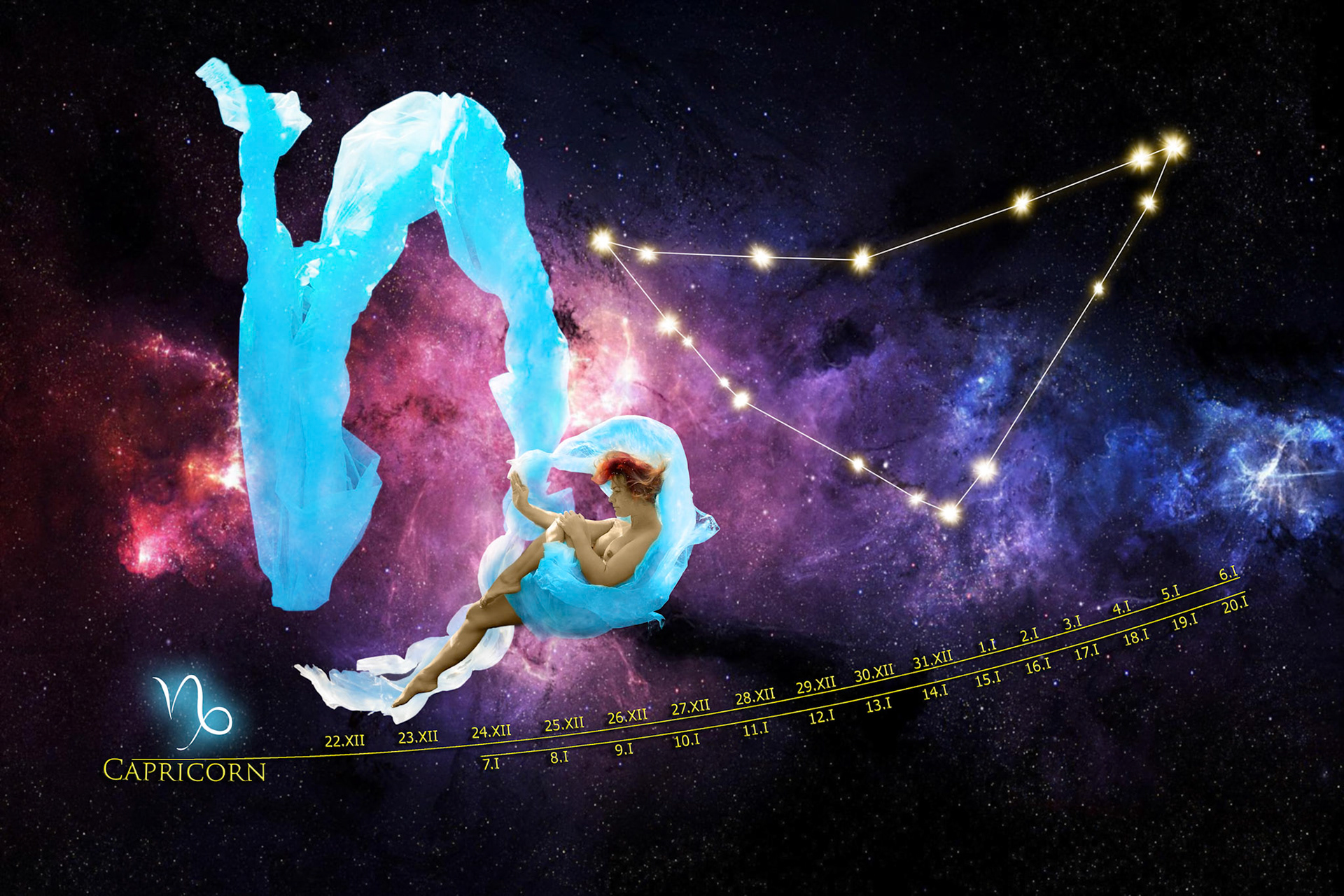 Klidná a soustředěná kompozice vyjadřující vnitřní sílu, disciplínu a stabilitu. Modré tóny zimy a pomalý pohyb těla pod vodou symbolizují vytrvalost a čas.