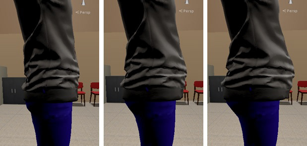 Self-avatar's stomach and gluteus are adjusted to match the measurements of the user.
