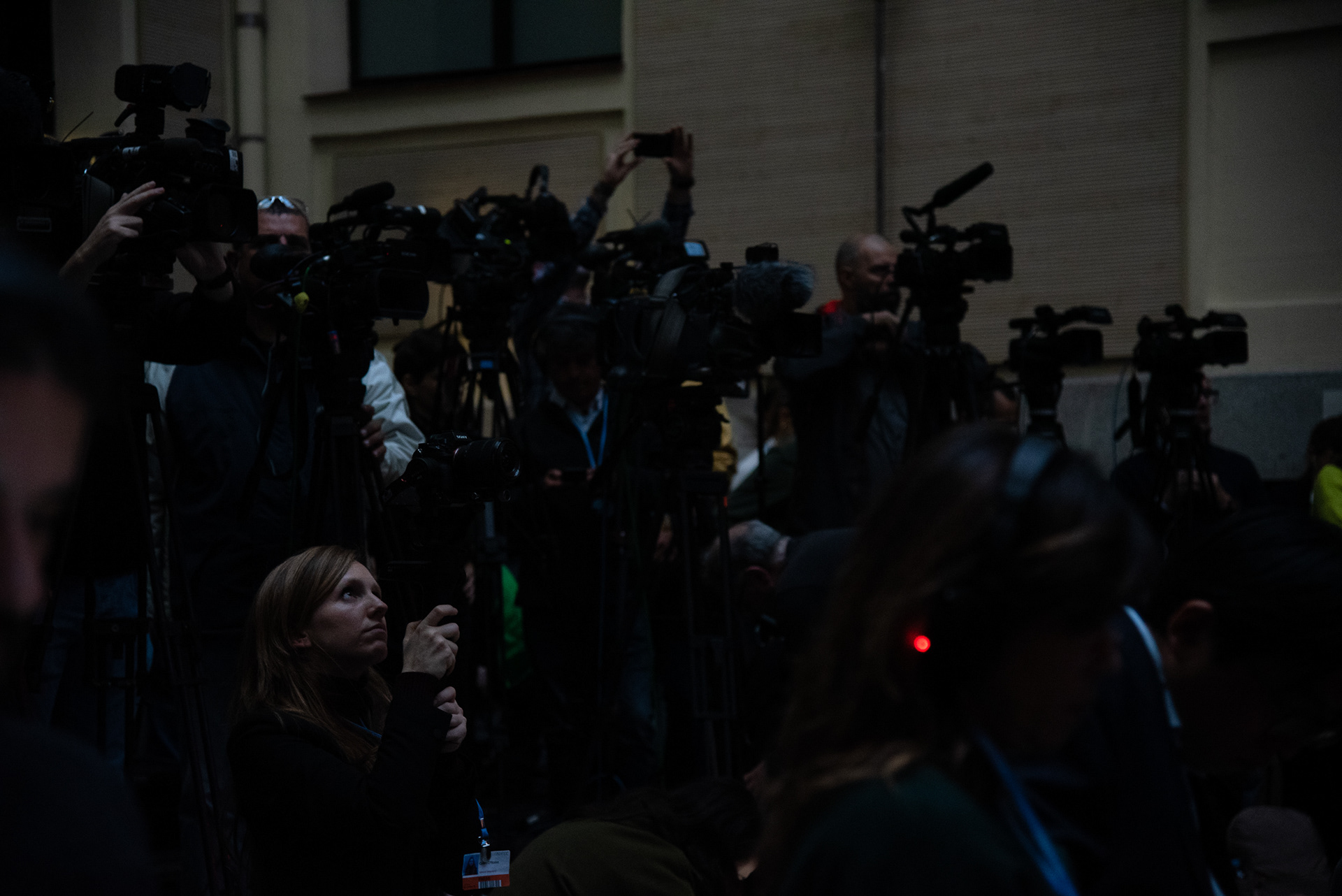 Filming at Greta Thunberg and Fridays for Future press conference. Photo by Cristina Crespo Garay