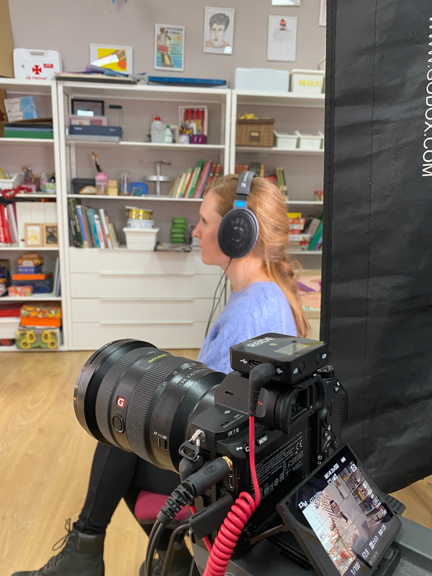 Caitlin O'Rorke filming interview for National Geographic.