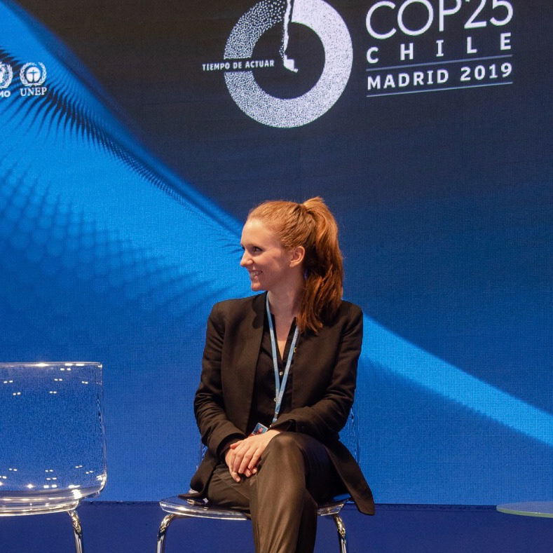 Caitlin O'Rorke National Geographic correspondant at COP25. Photo by Cristina Crespo Garay