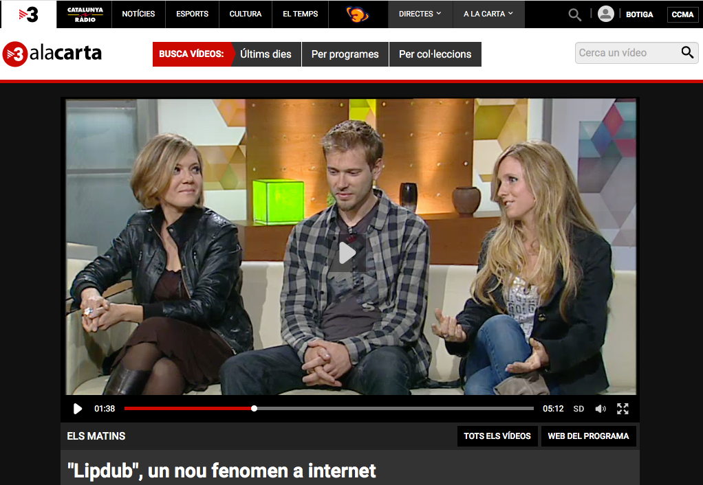 Caitlin O'Rorke, Mireia Feliz and Joan Sanchez at Els Matins de TV3 Josep Cuní talking about Lipdub ESDiTV from ESDi