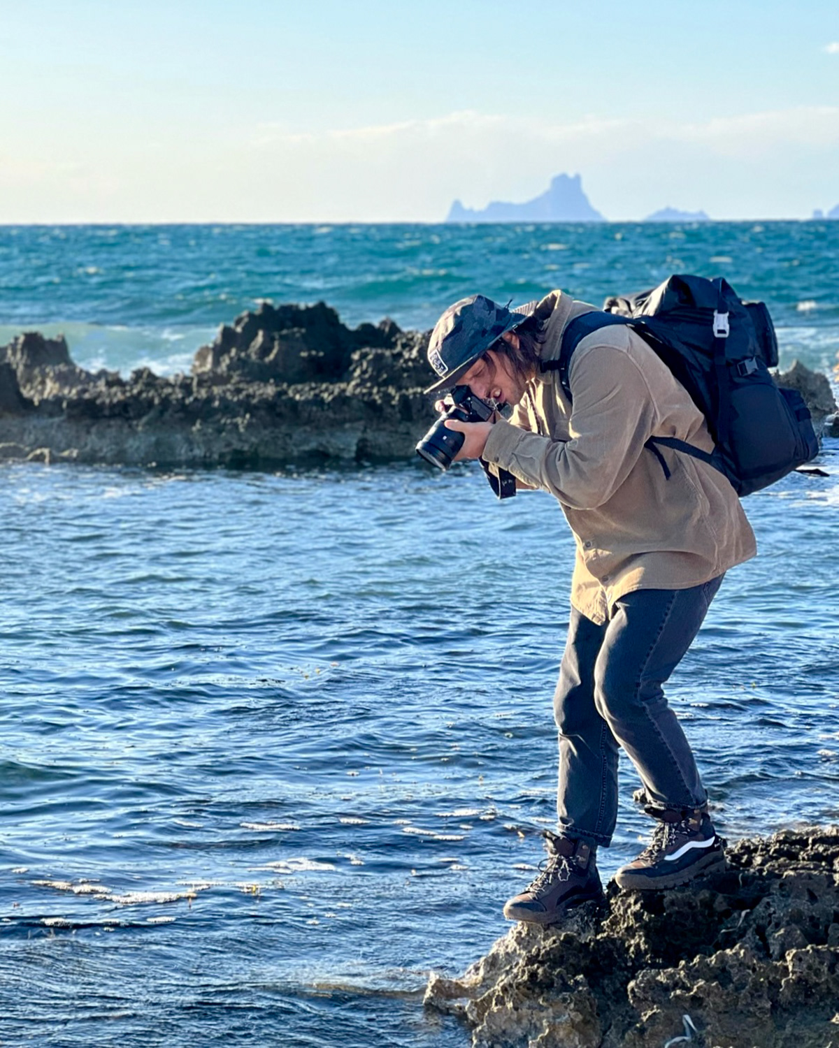 Pere Oliva filming in Formentera with Noelia Hernandez